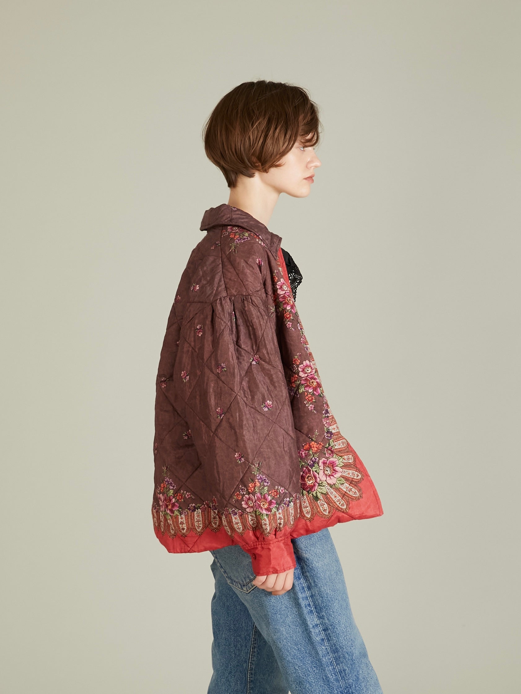pattern quilt blouson｜RED