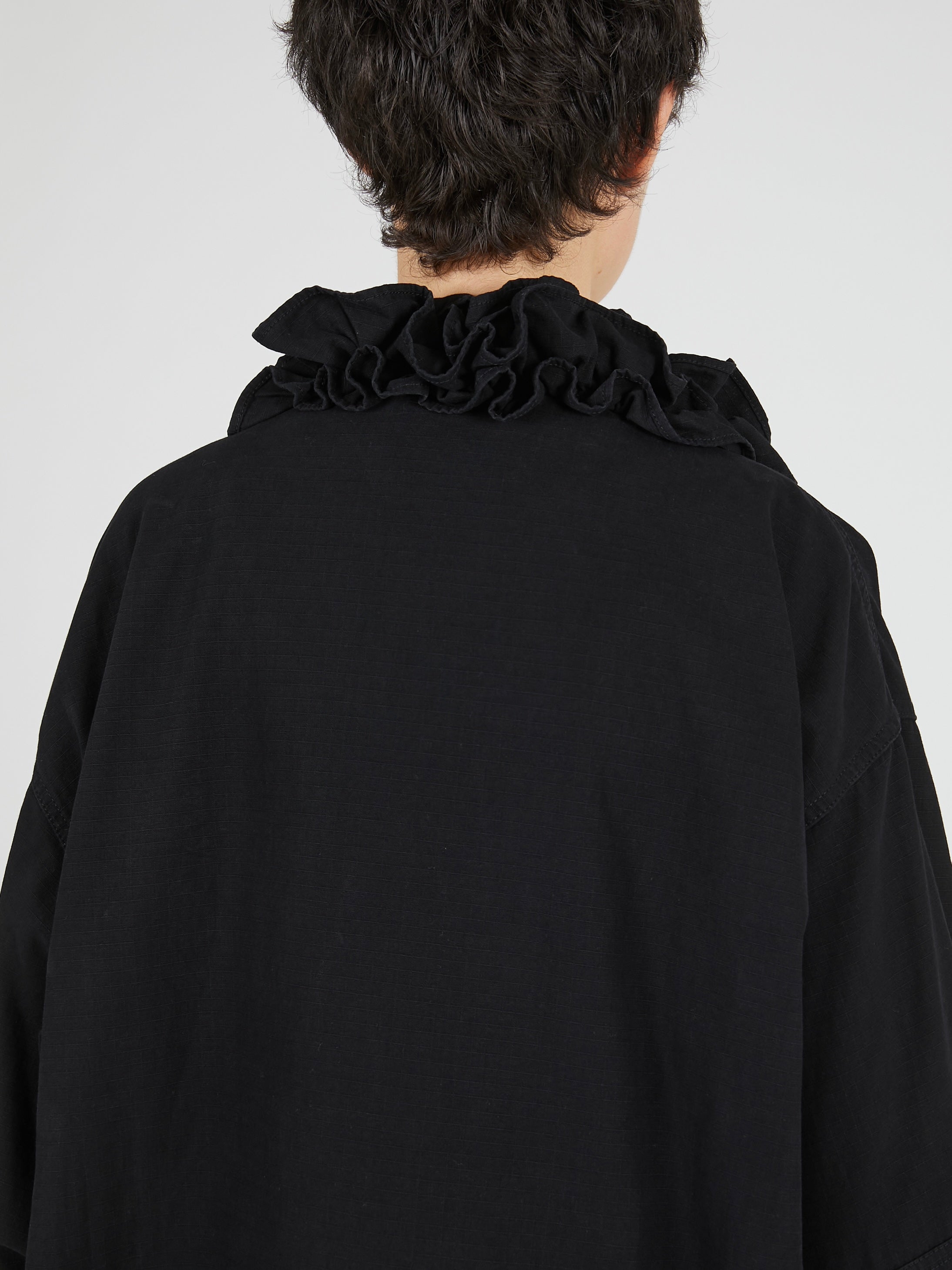 frill collar military jacket｜BLACK