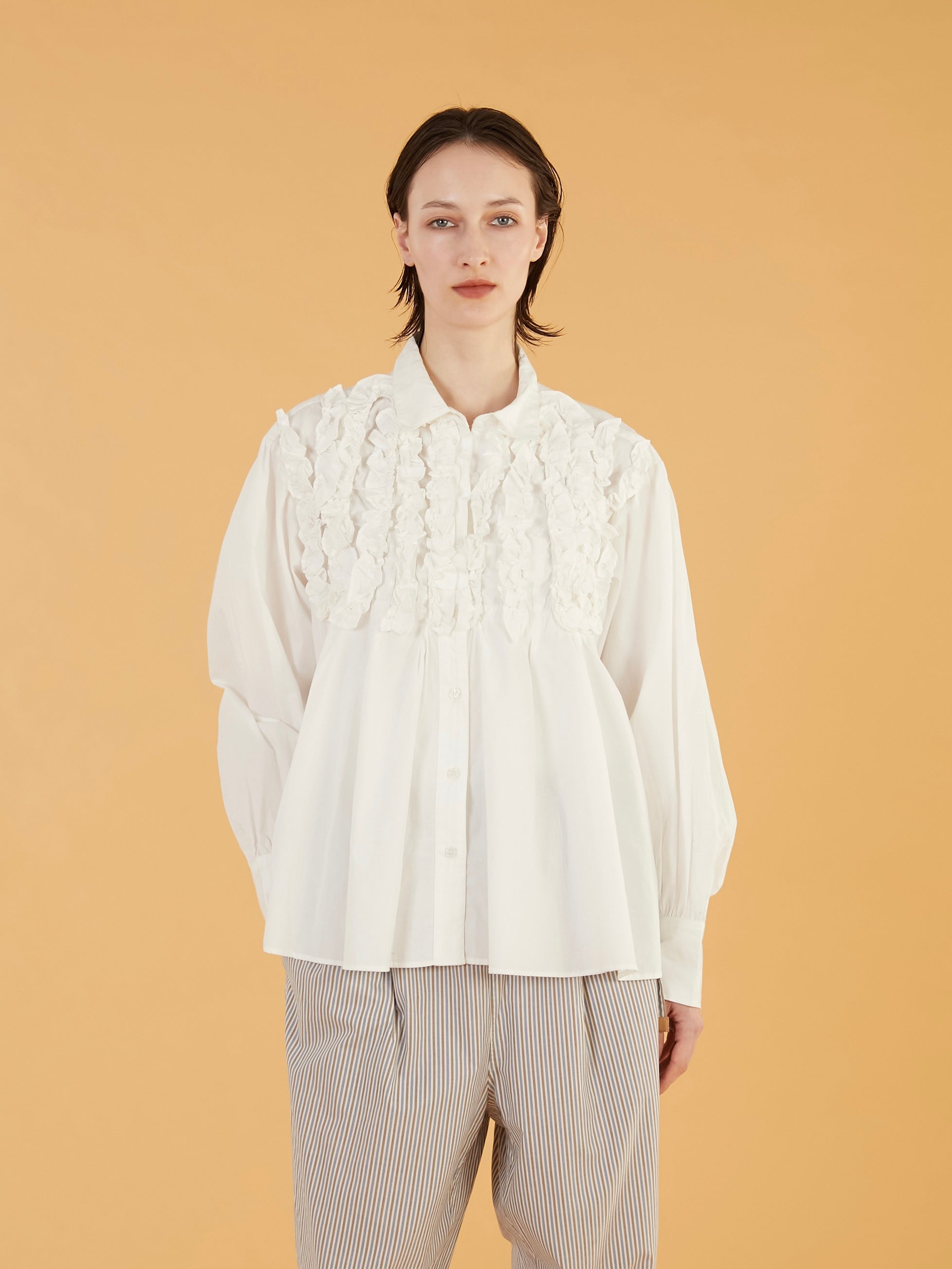 front frill shirts｜BLUE