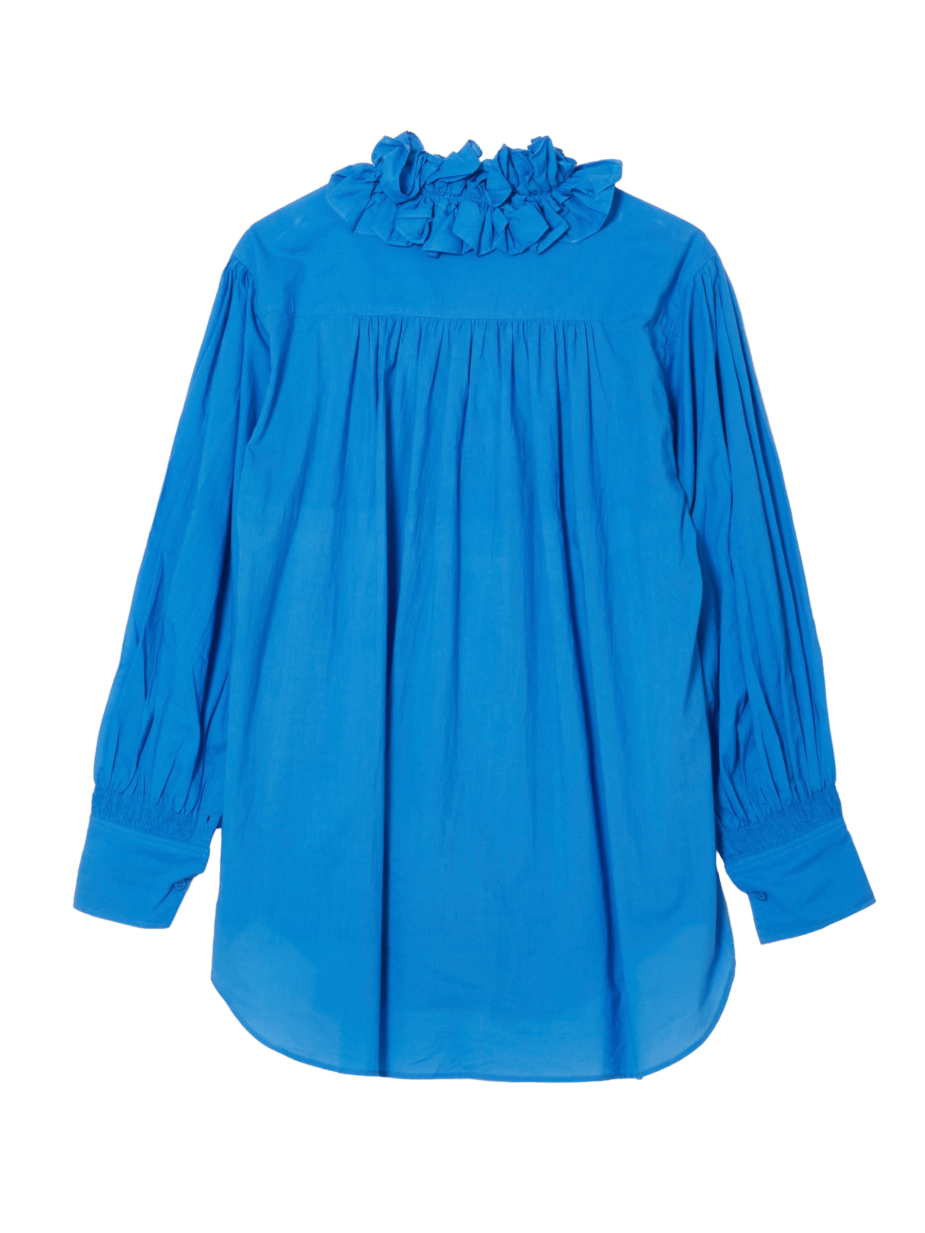 【NEW COLOR】cotton frill collar shirts｜BLUE