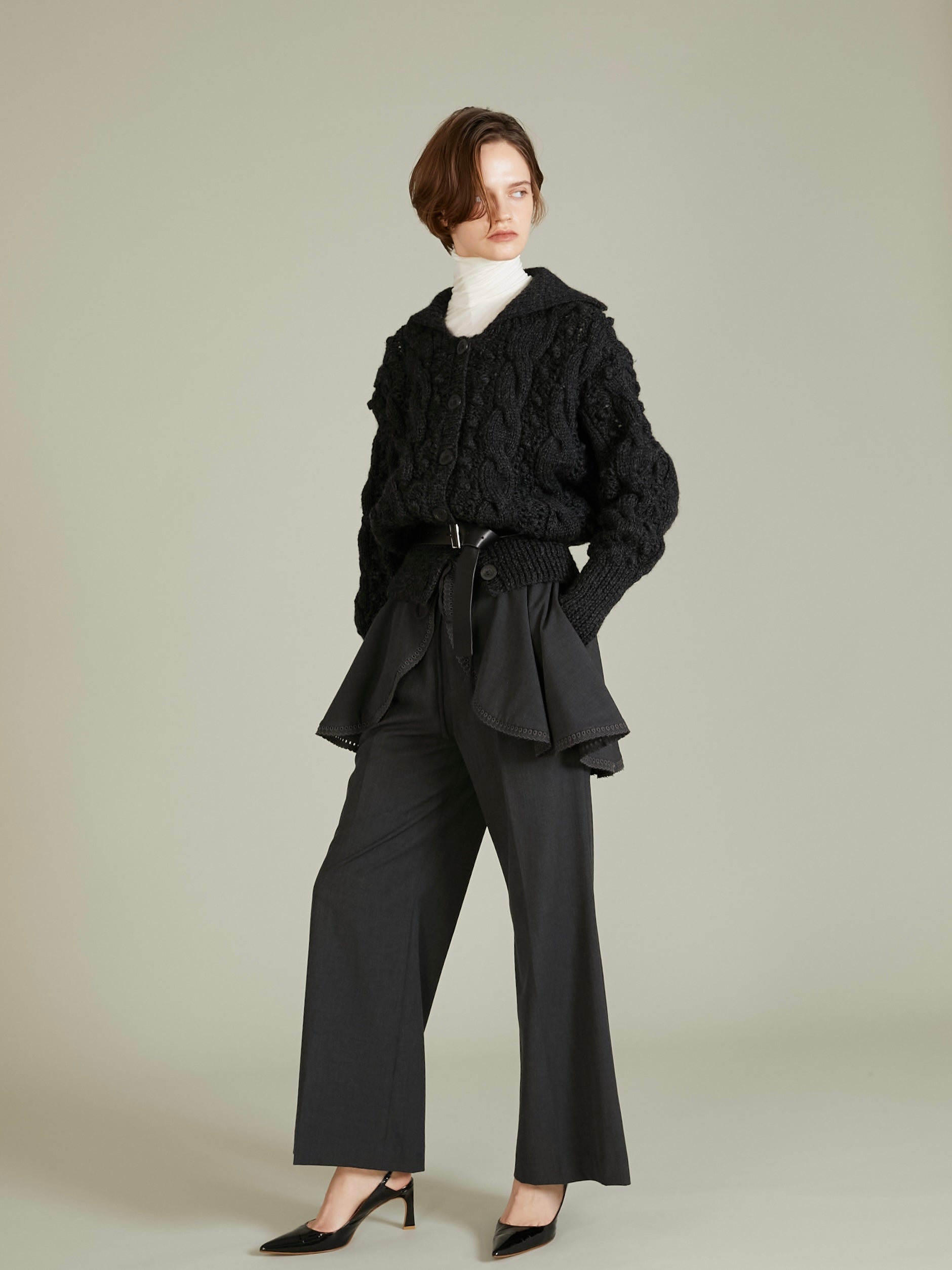 scallop cape set pants｜GRAY