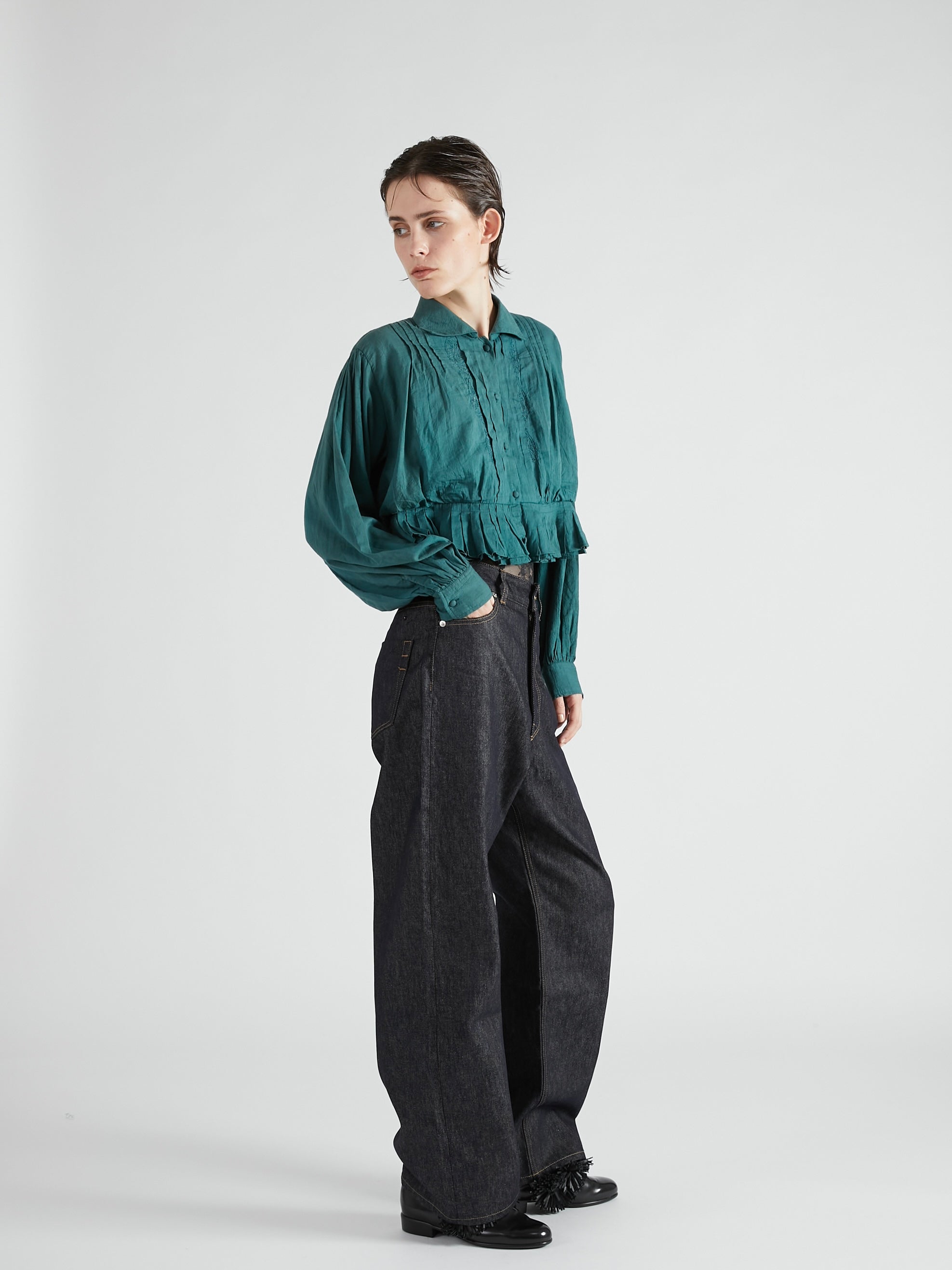 cord embroidery blouse｜GREEN
