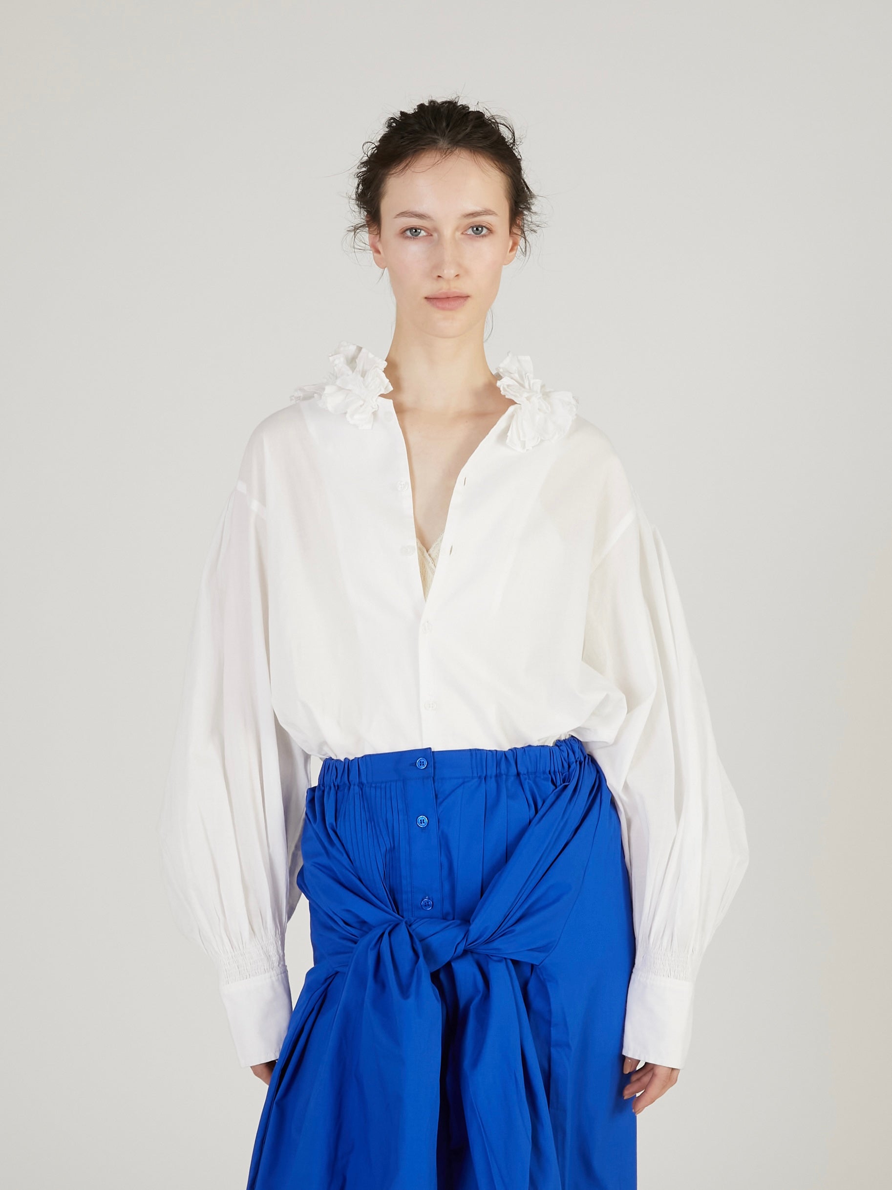 cotton frill coller shirts｜WHITE