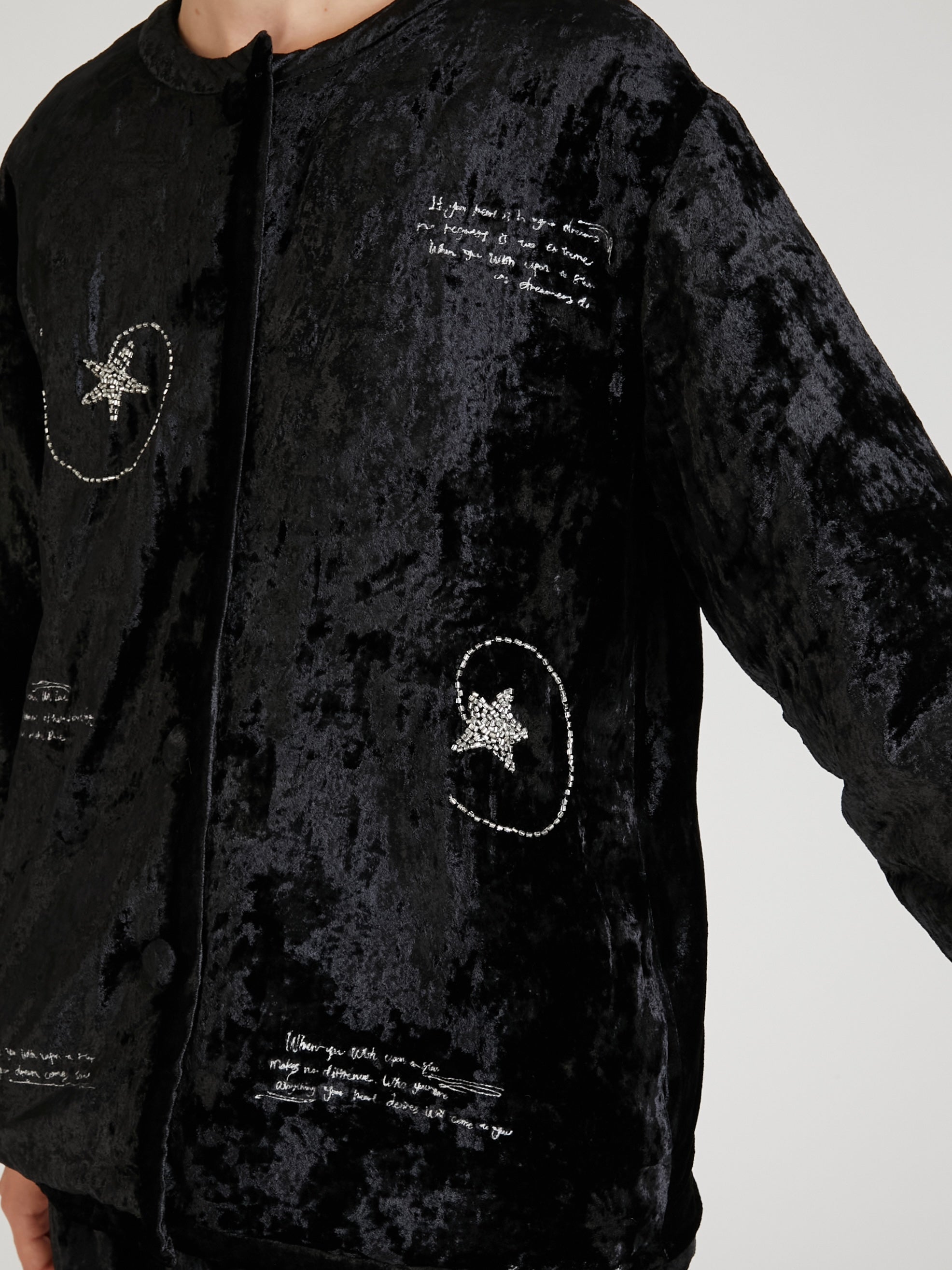 velvet fantasy quilting jacket｜BLACK