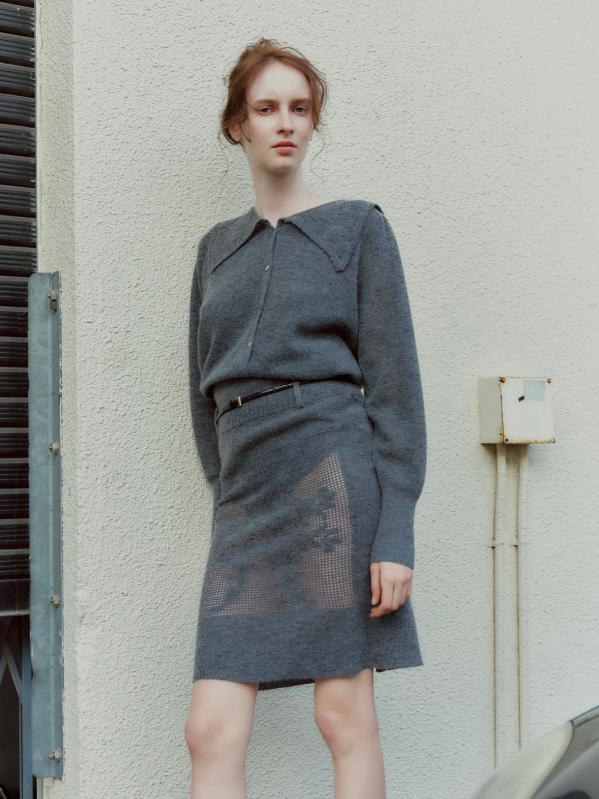 point tail 2way knit skirt｜GRAY