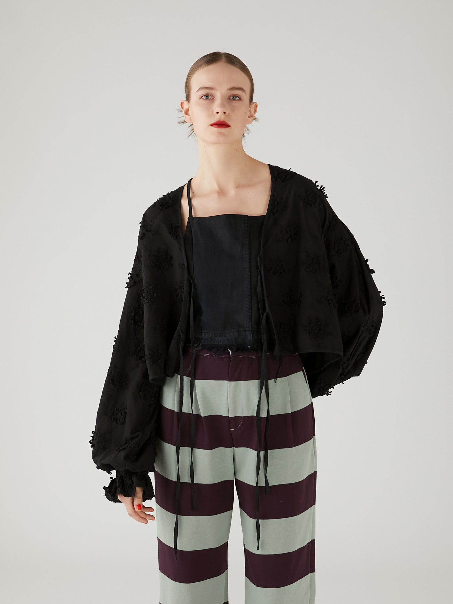 3D embroidery bolero | BLACK