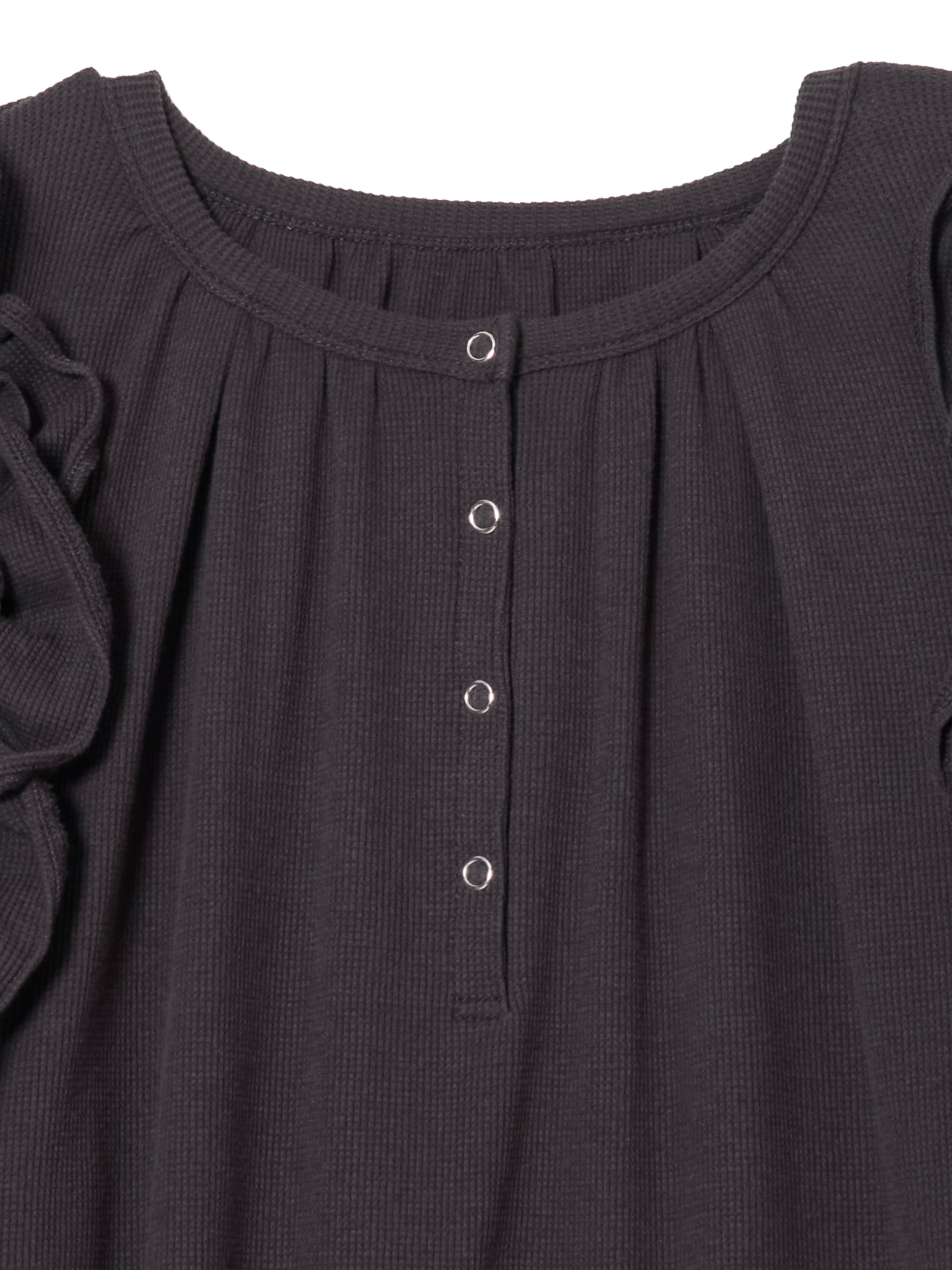 waffle frill nosleeve top｜CHARCOALGRAY