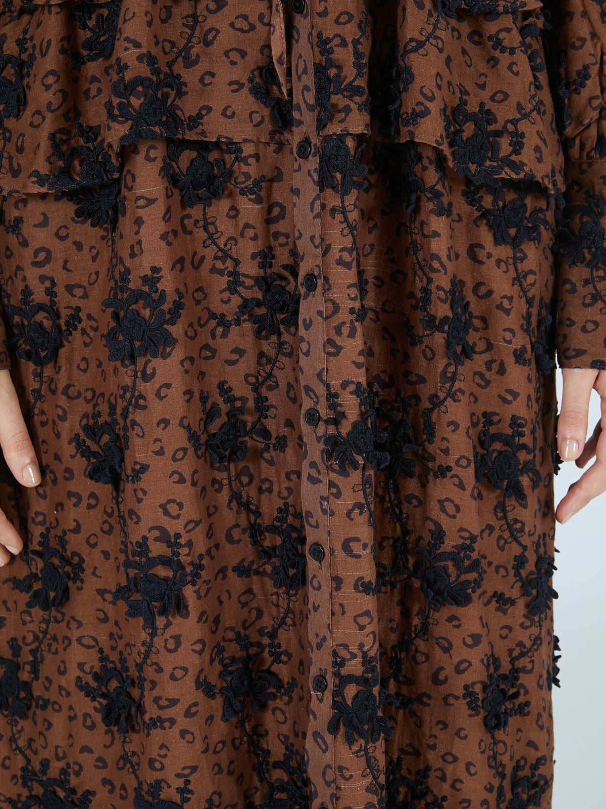 3D embroidery leopard onepiece