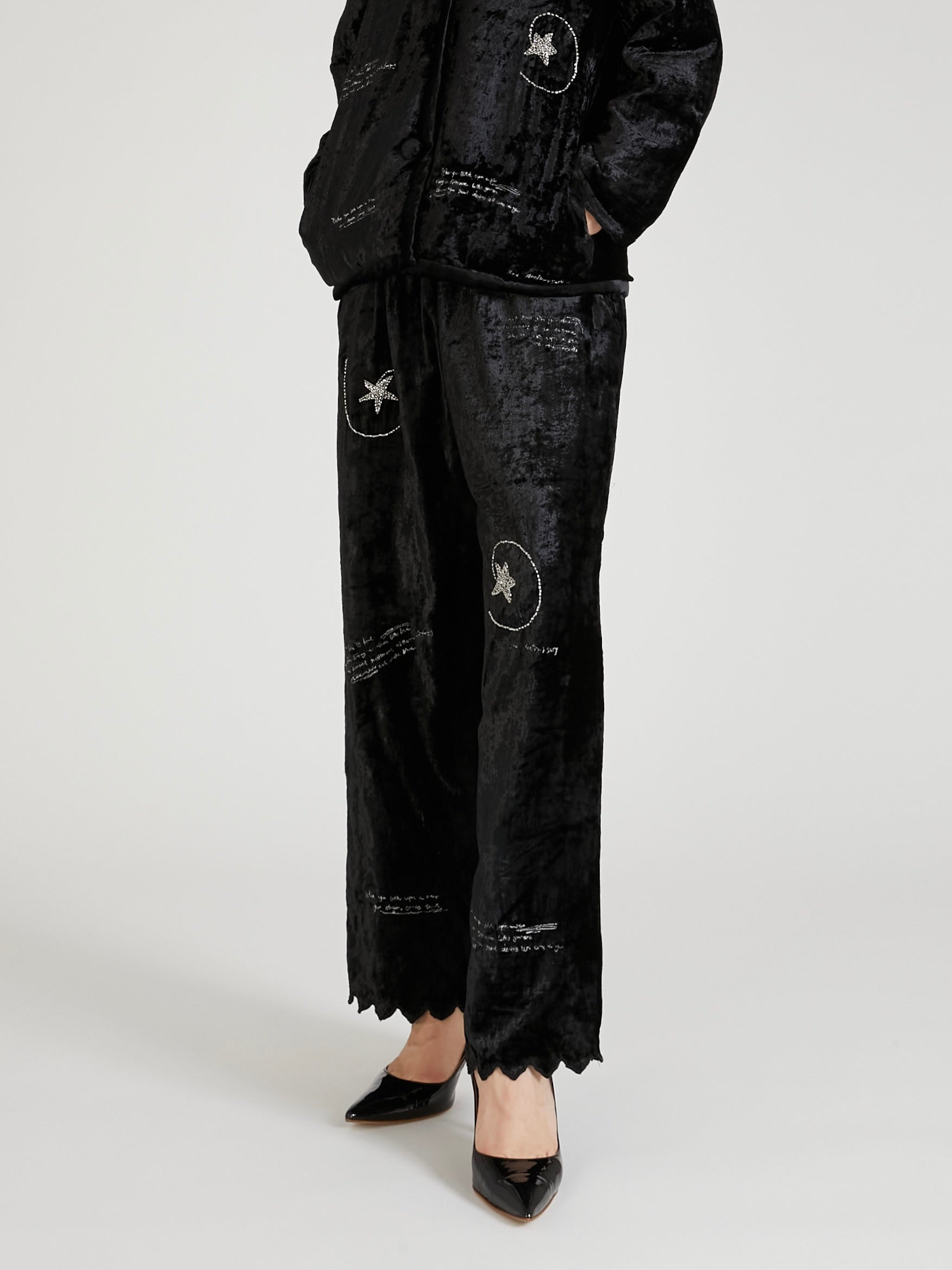 velvet fantasy easy pants｜BLACK