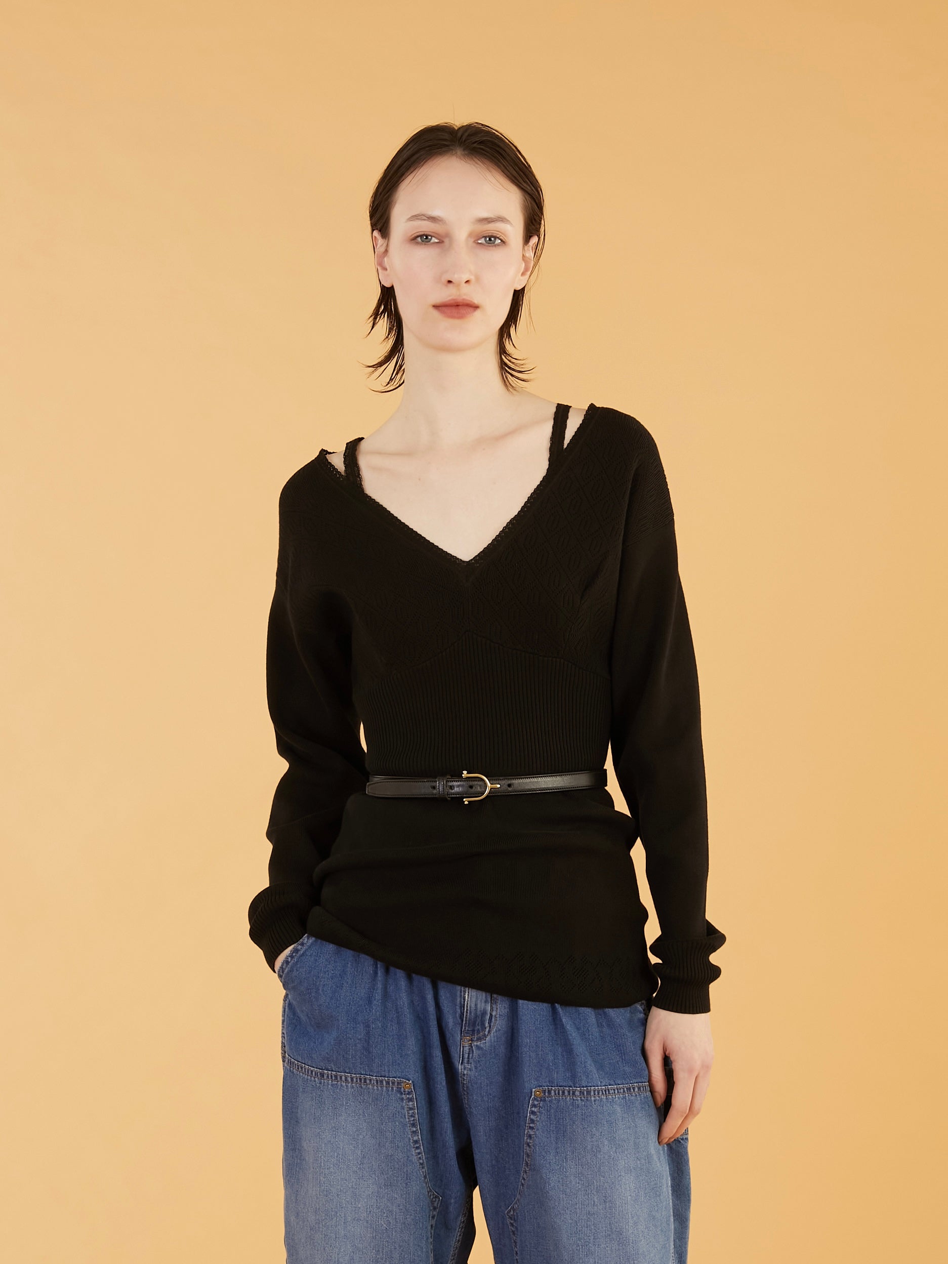 geometric jacquard knit｜BLACK