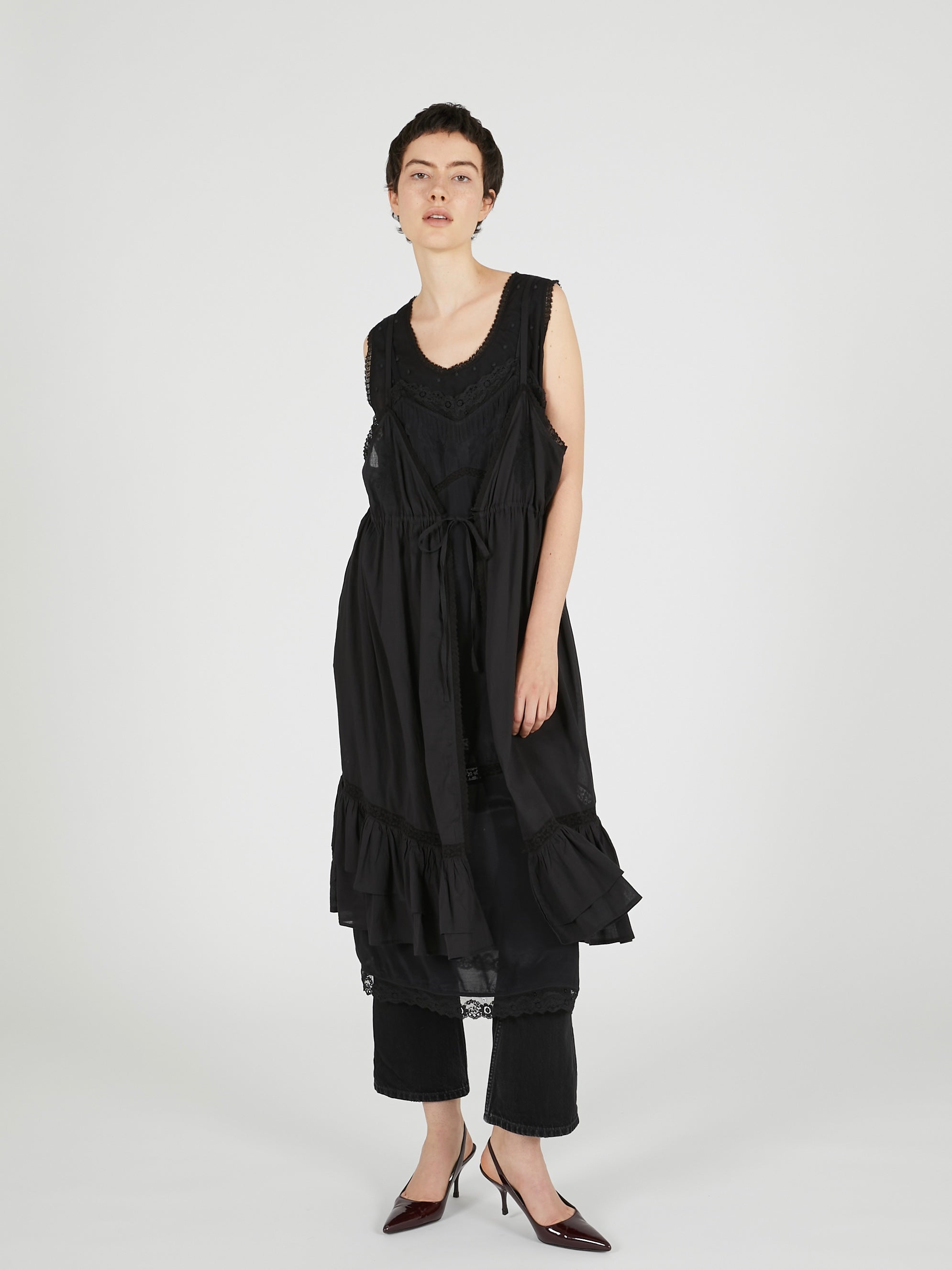 dot cami layer onepiece｜BLACK