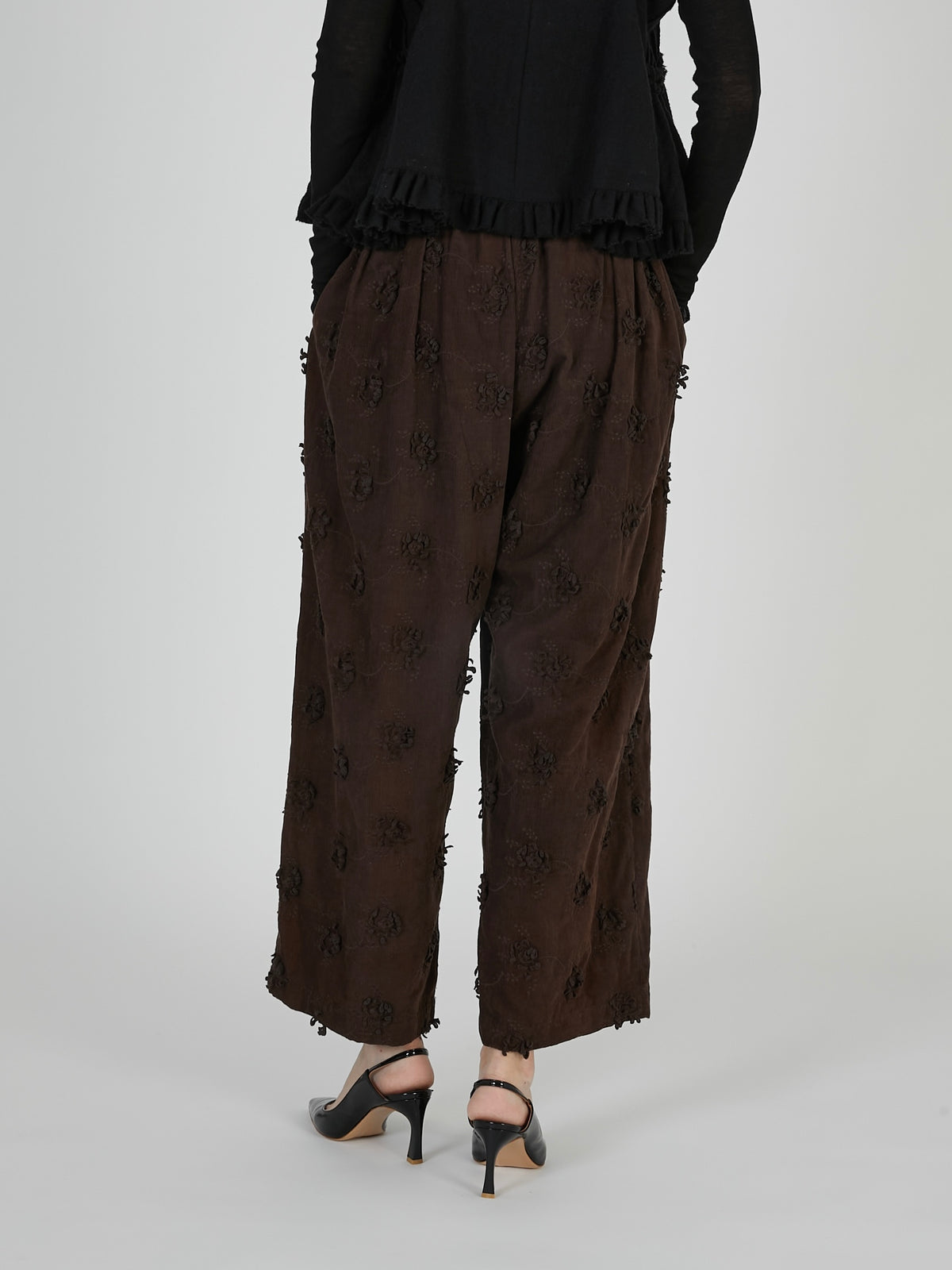 3D embroidery corduroy pants｜BROWN