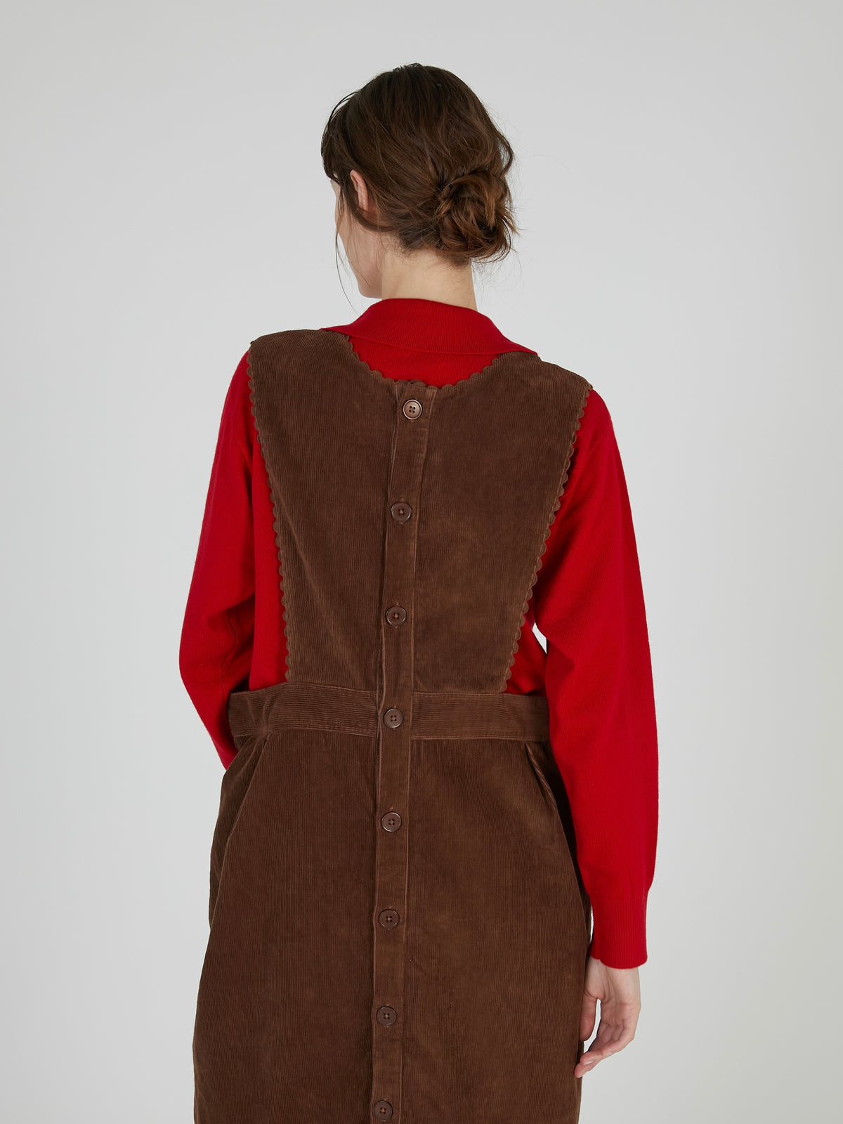 corduroy apron onepiece｜BROWN