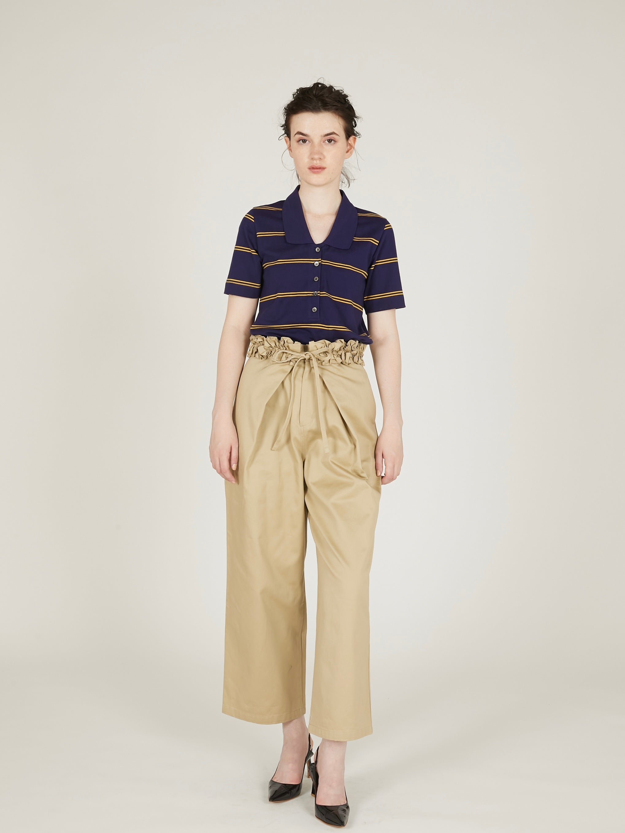 row neck border polo｜NAVY