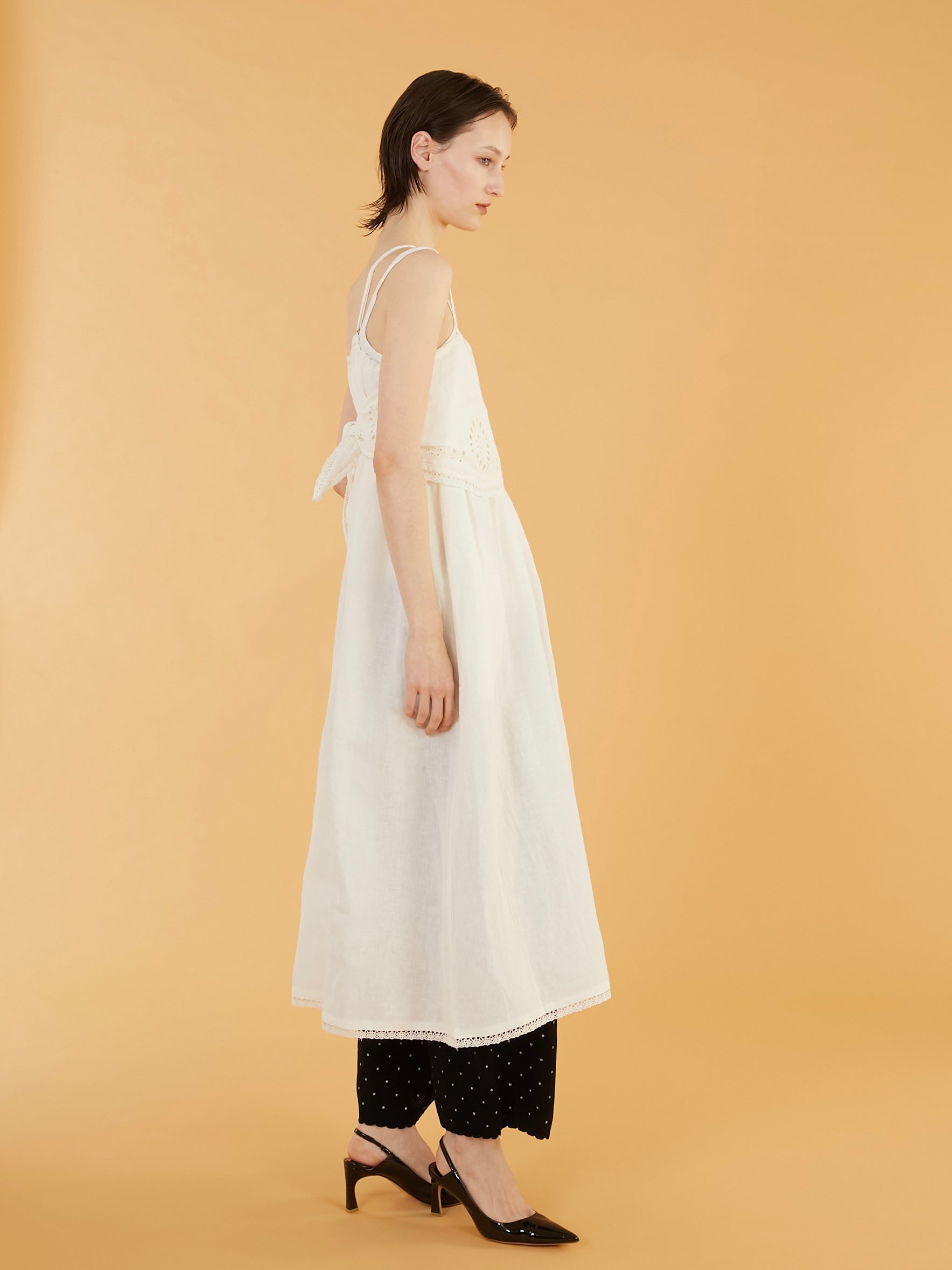 embroidey chief cami onepiece｜WHITE