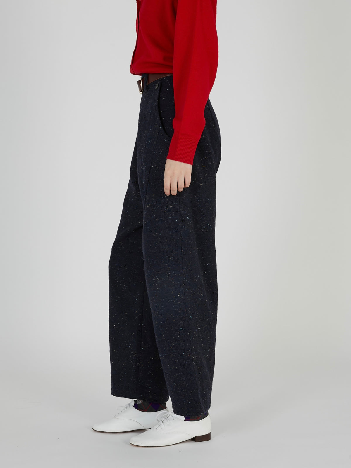 tweed stitch pants｜NAVY