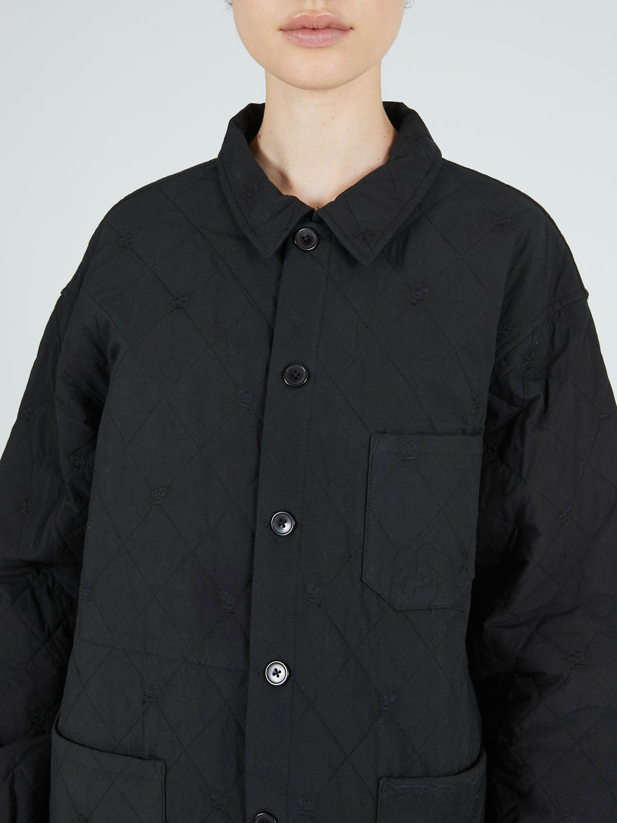 embroidery scallop jacket｜BLACK