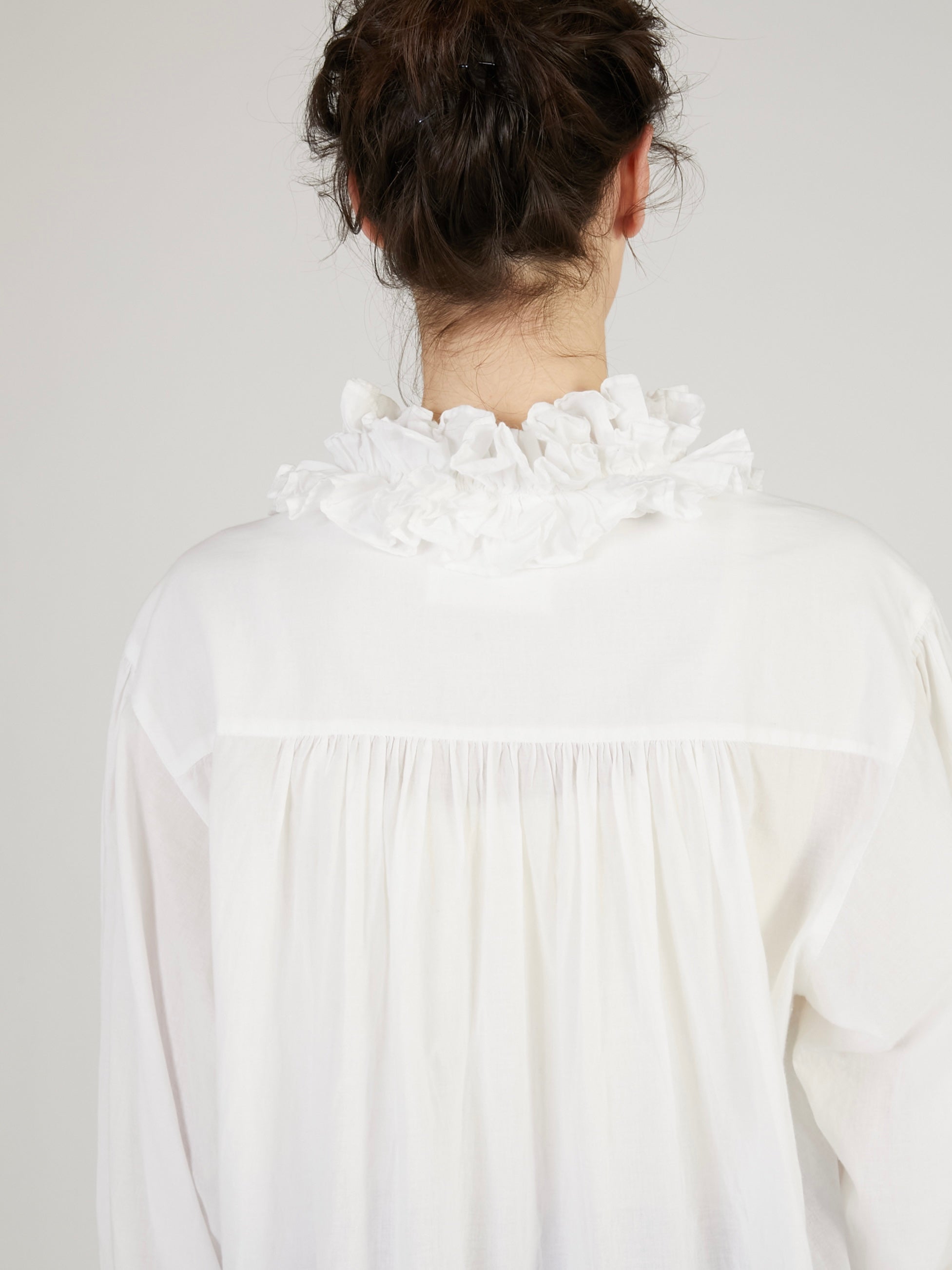 cotton frill coller shirts｜WHITE