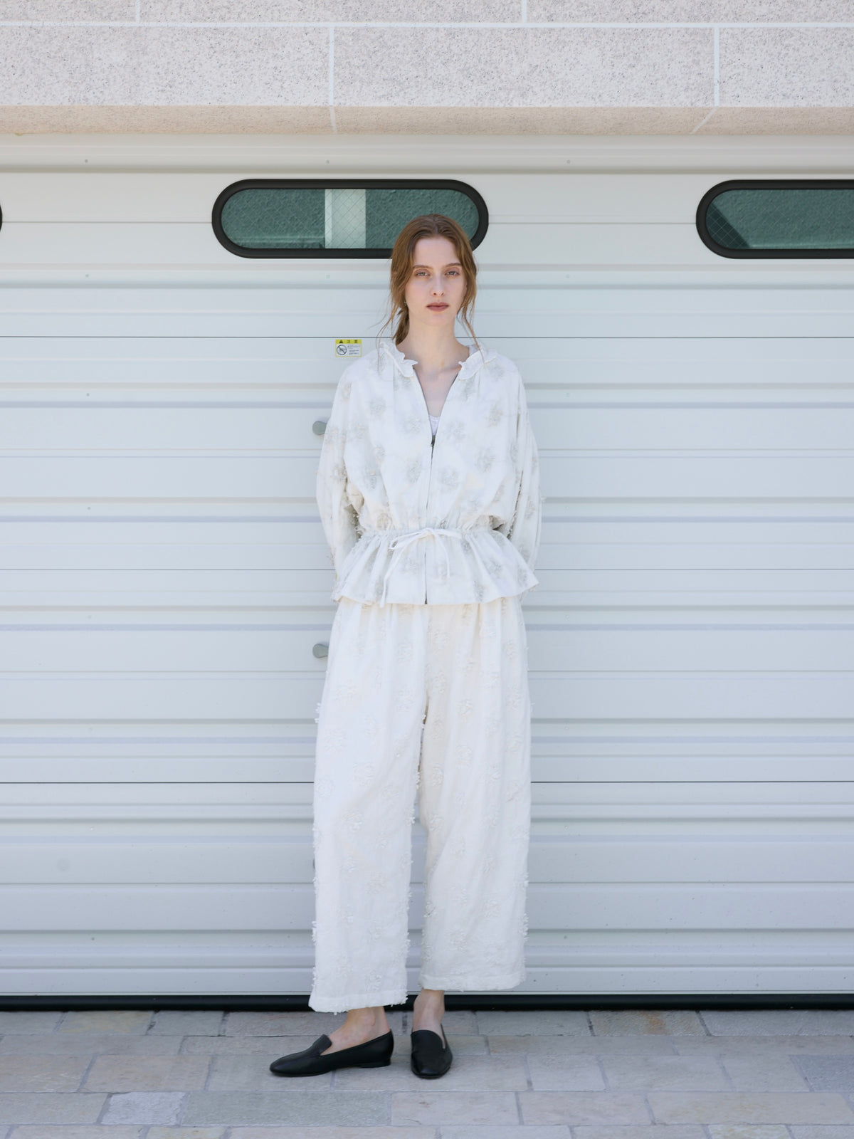 3D embroidery corduroy pants｜WHITE