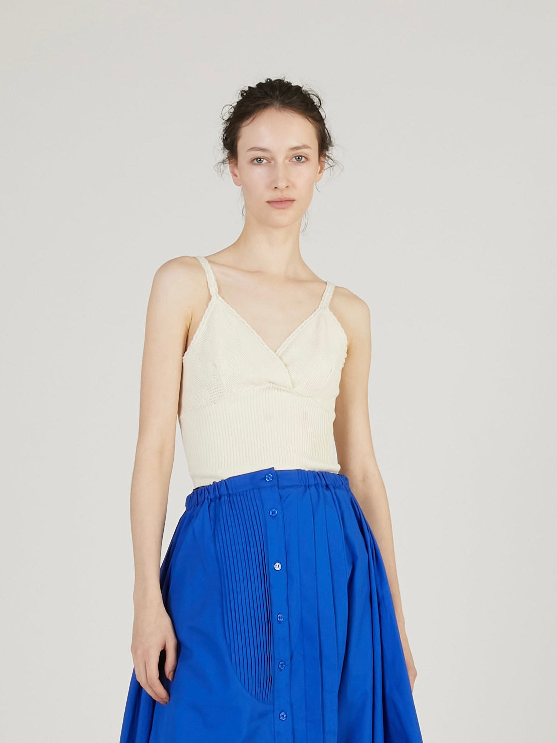 flower jacquard knit camisole｜BLACK