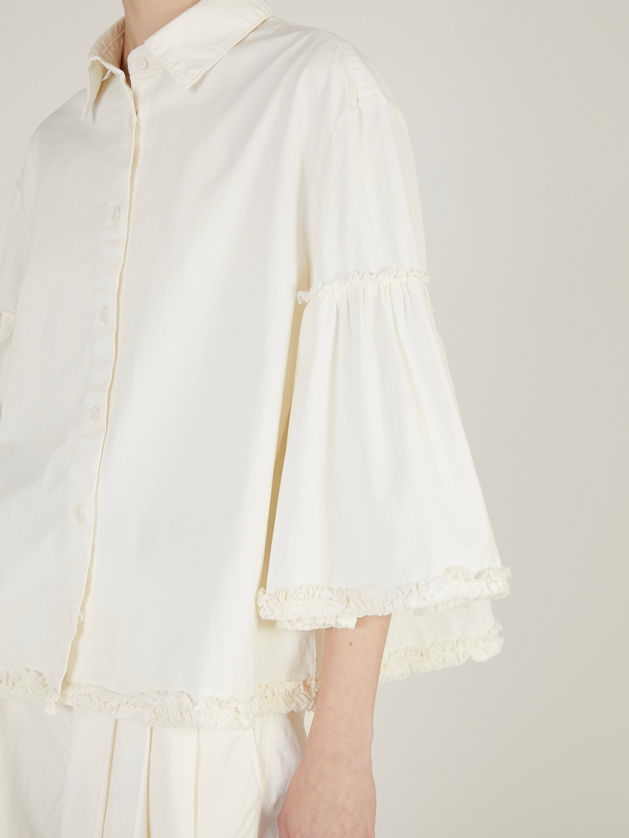 garment dye frill shirts｜IVORY