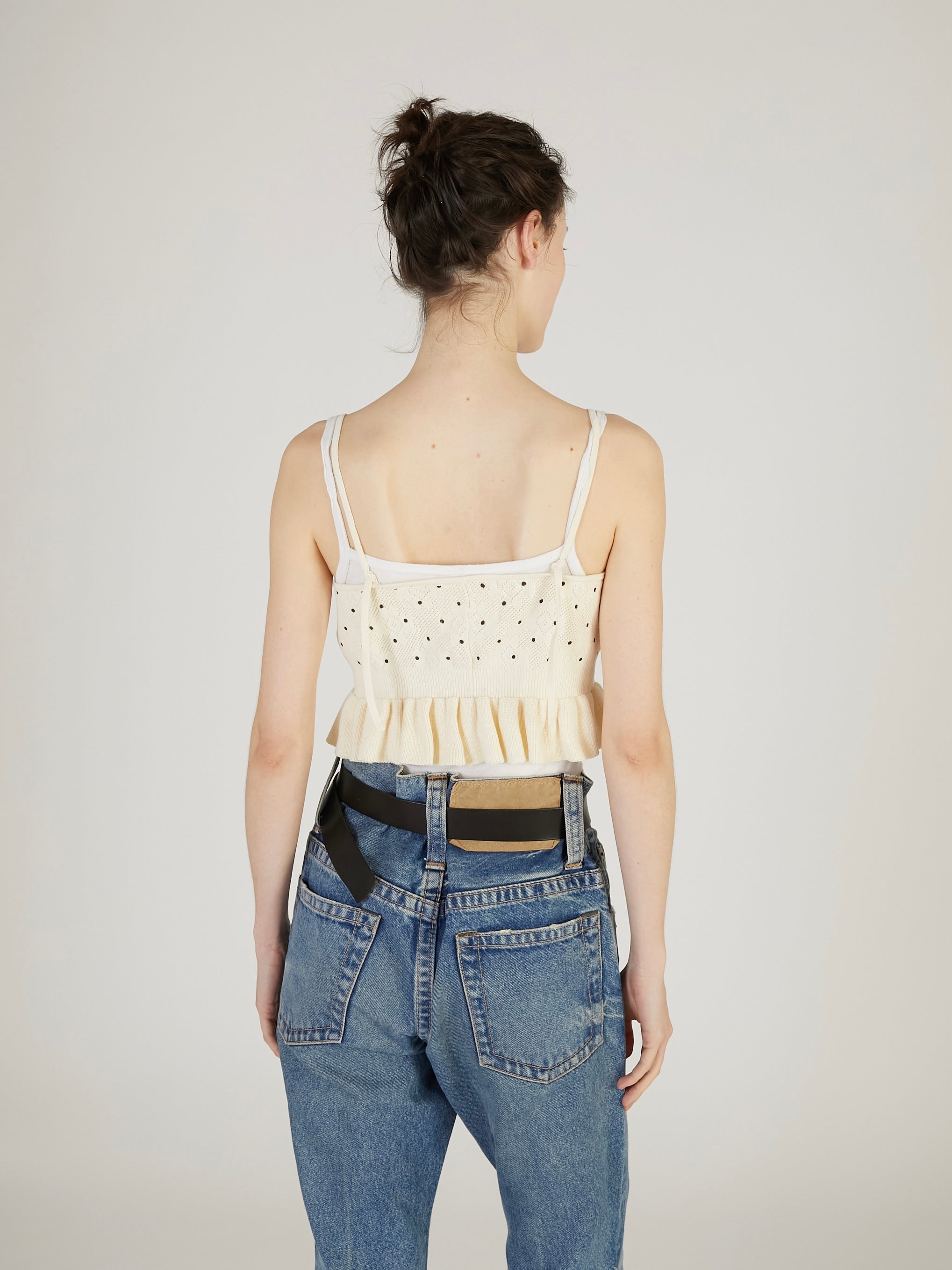 flower Jacquard dot camisole｜IVORY