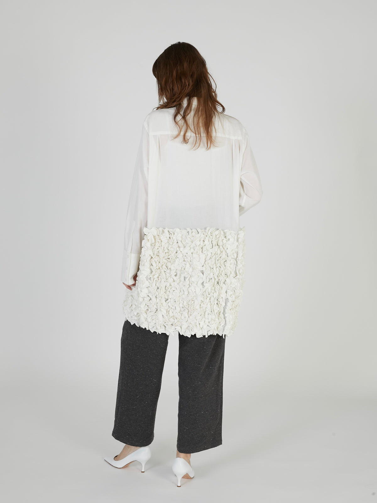 frill long formal shirt｜WHITE