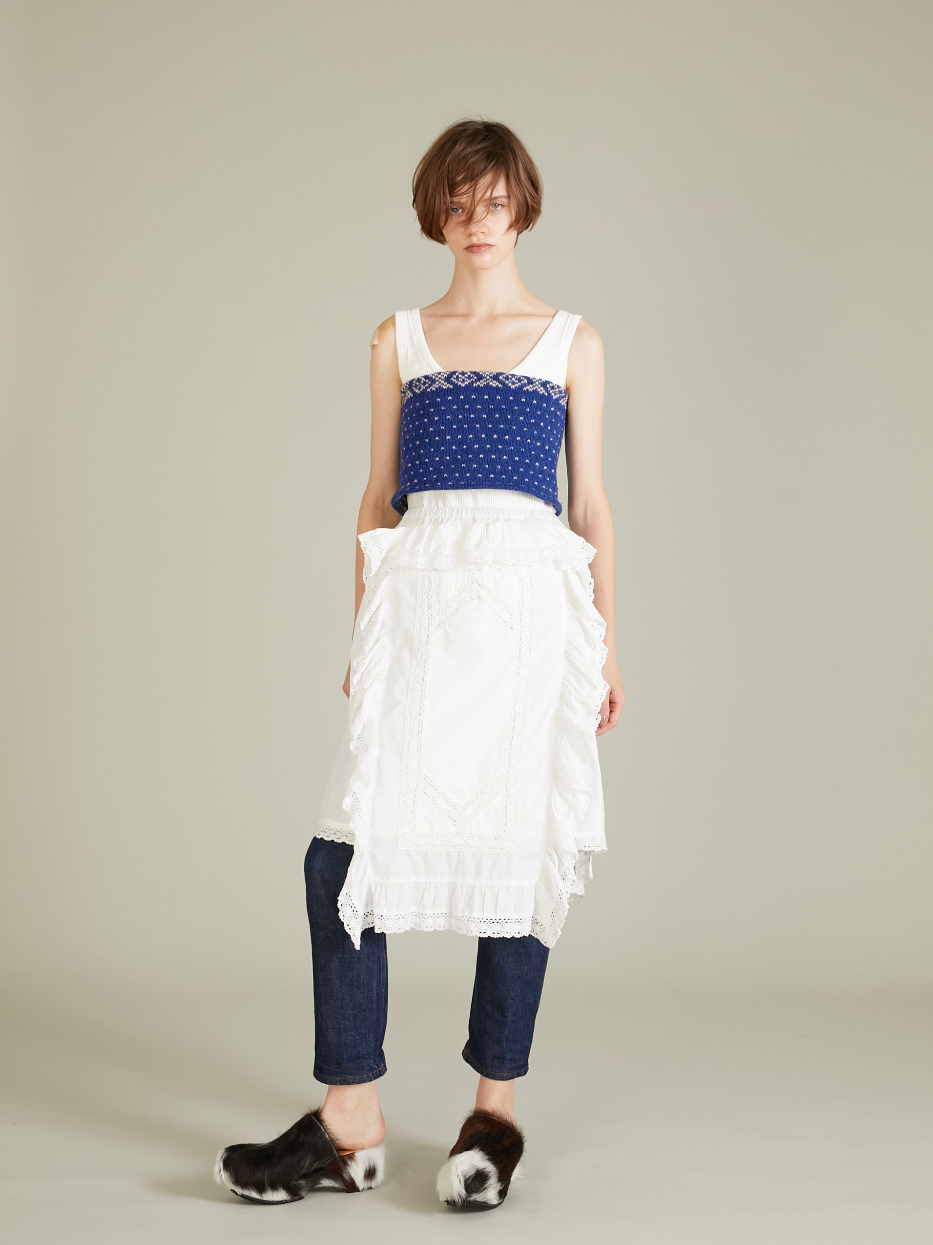 rebuild apron skirt｜WHITE