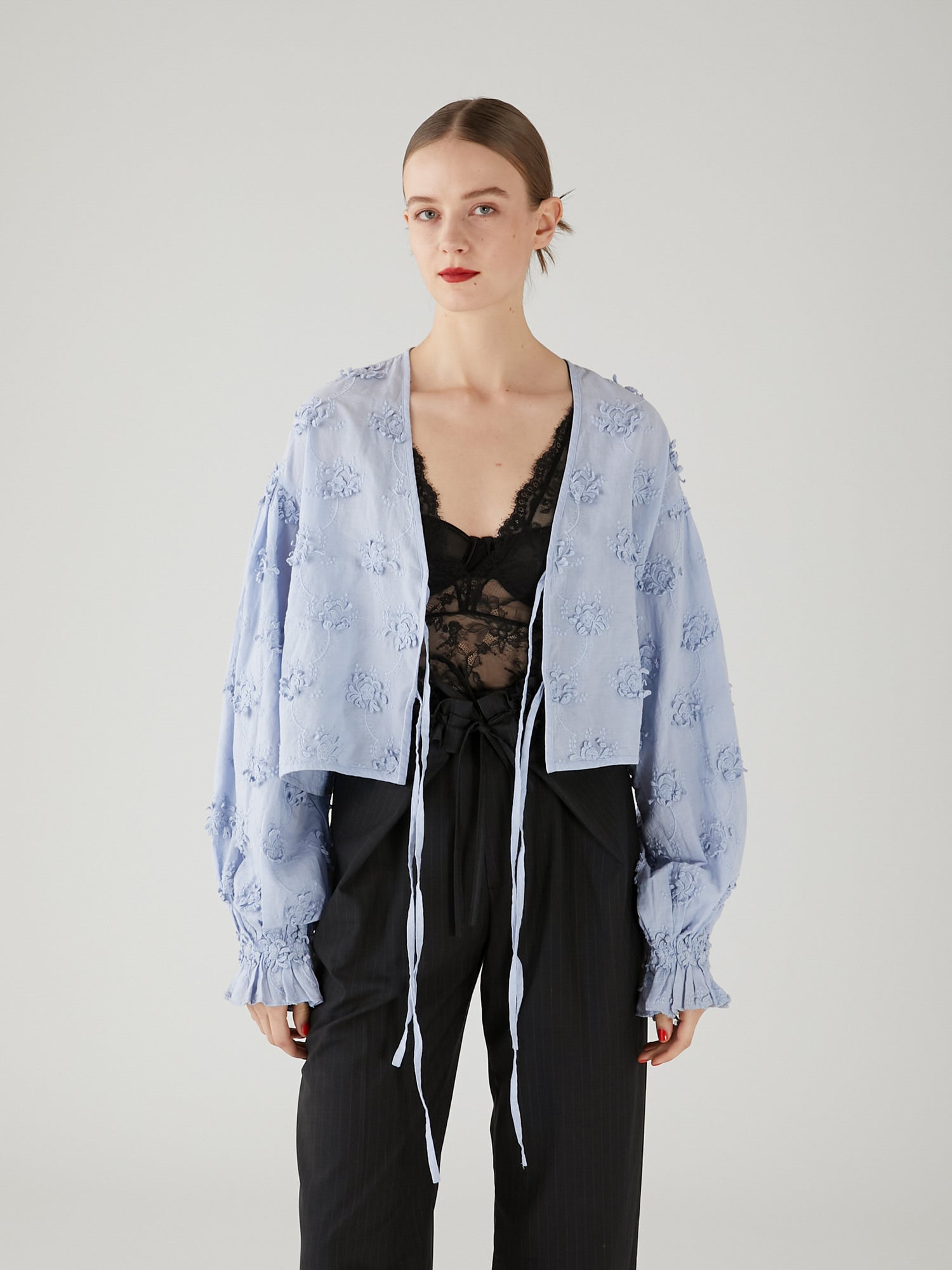 3D embroidery bolero | BLUE