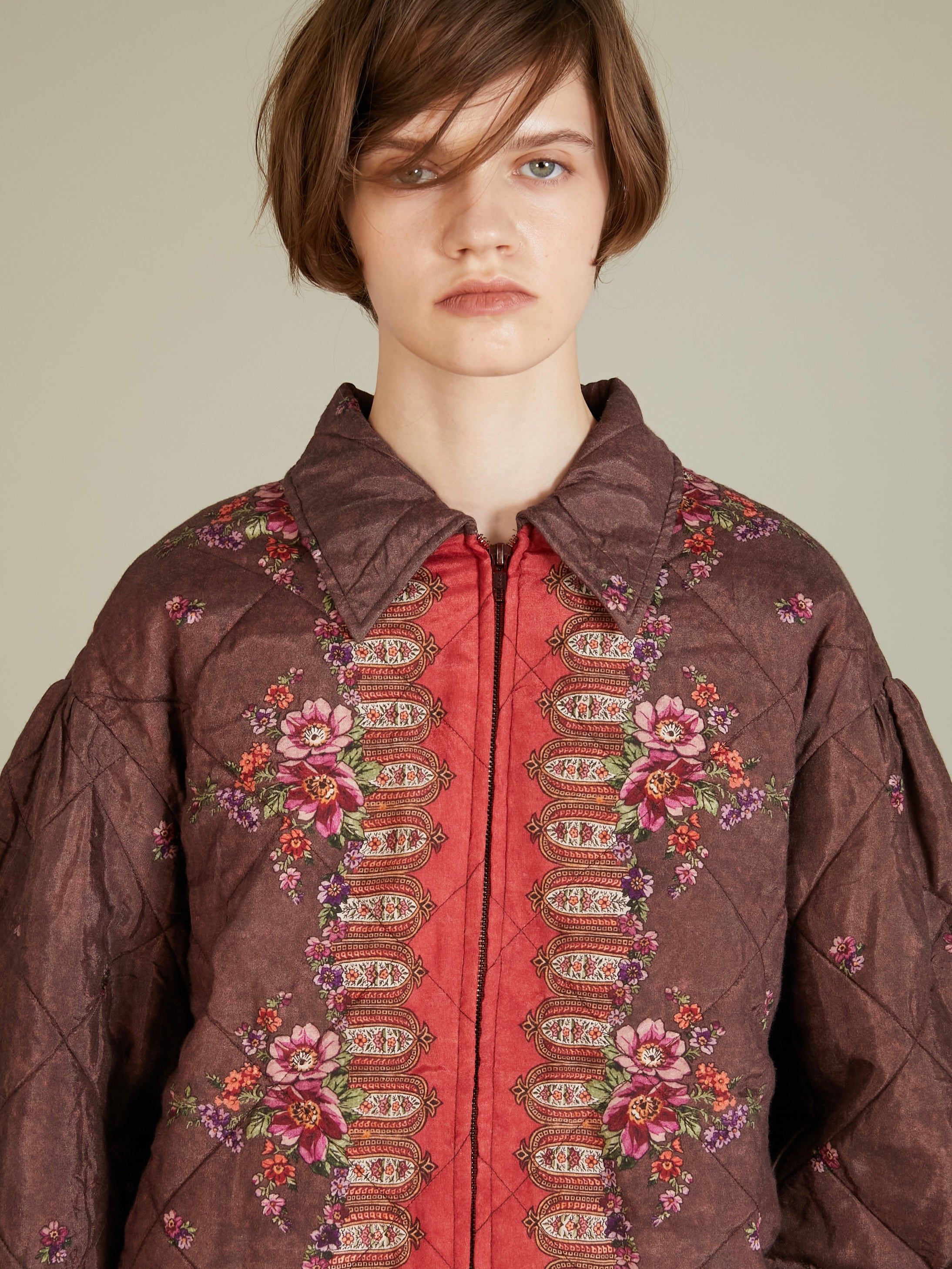 pattern quilt blouson｜RED
