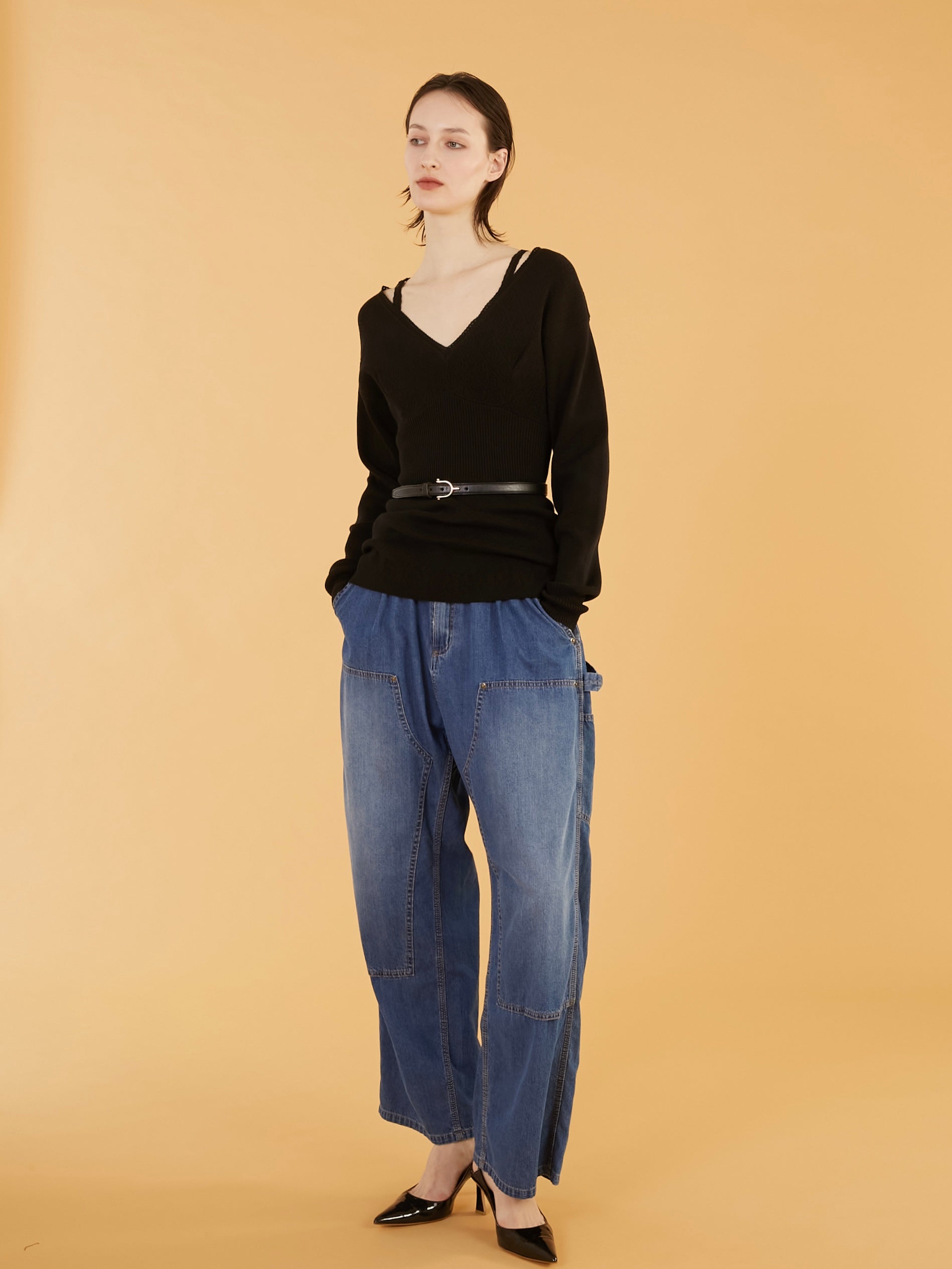 geometric jacquard knit｜BLACK