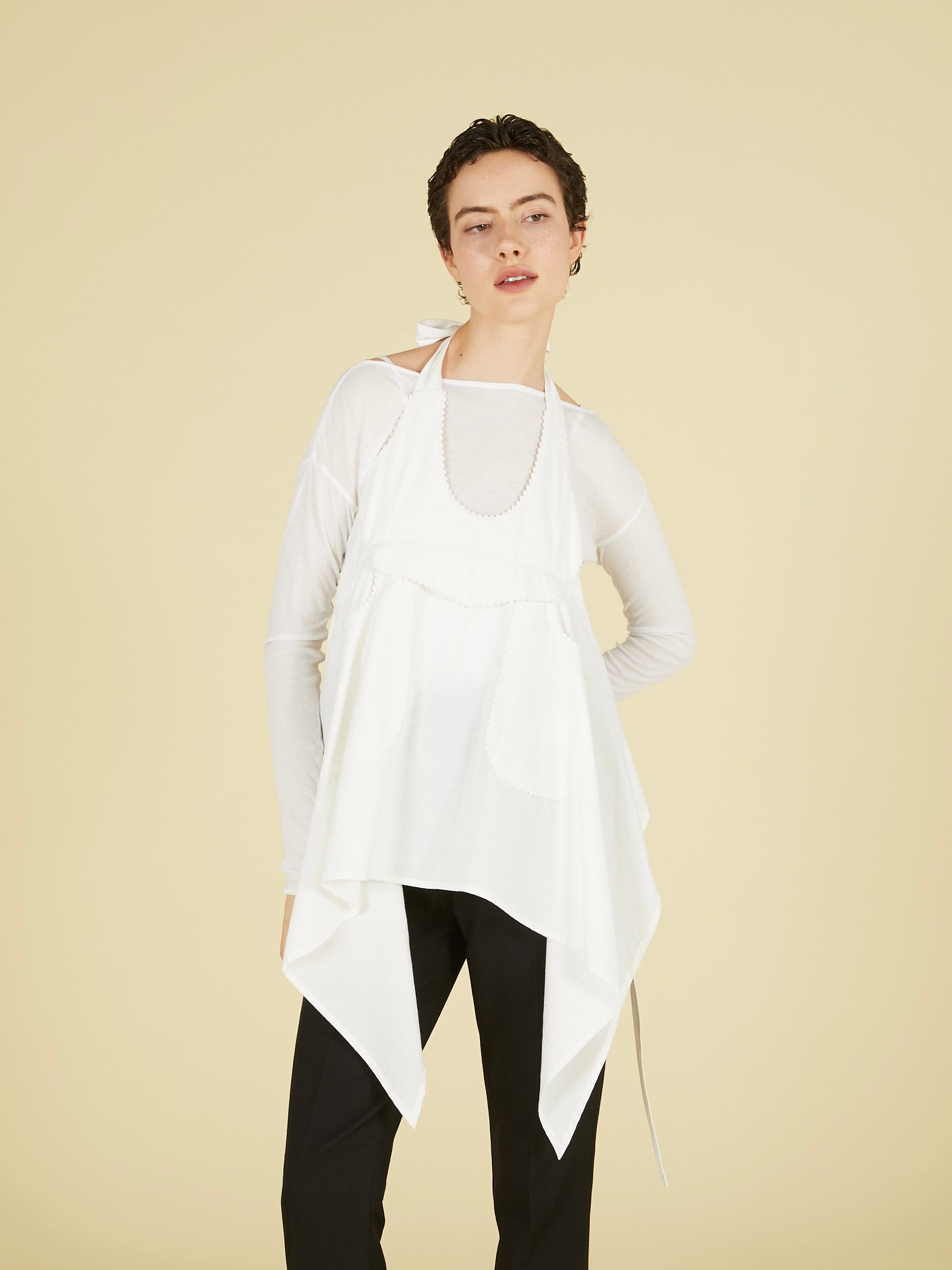 apron gilet blouse｜WHITE