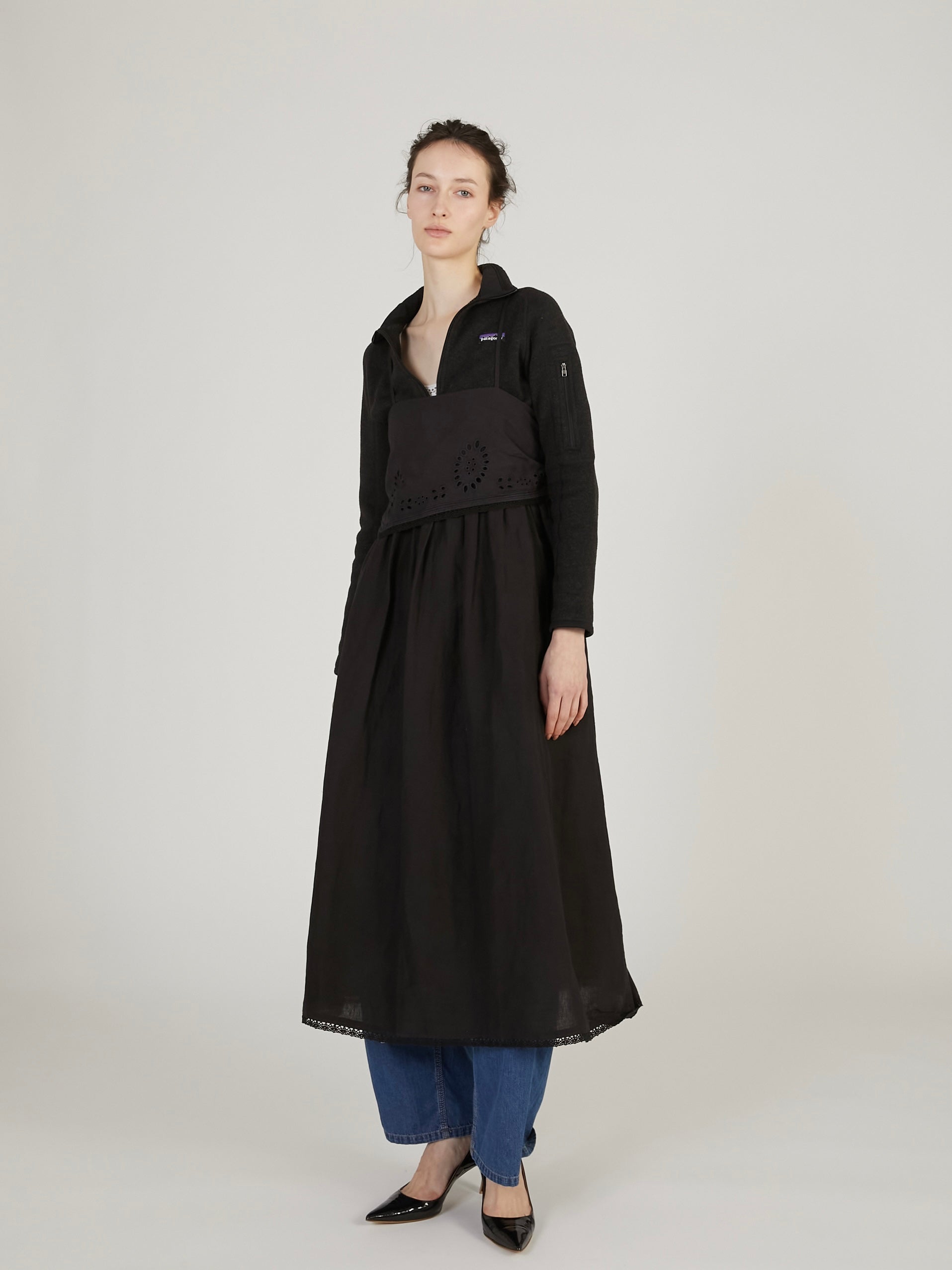 embroidey chief cami onepiece｜BLACK