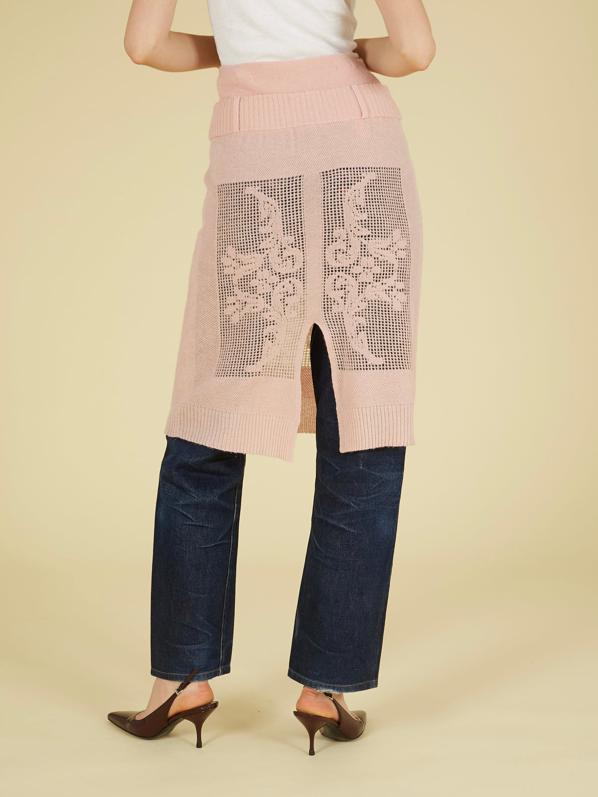 point tail 2way knit skirt｜PINK