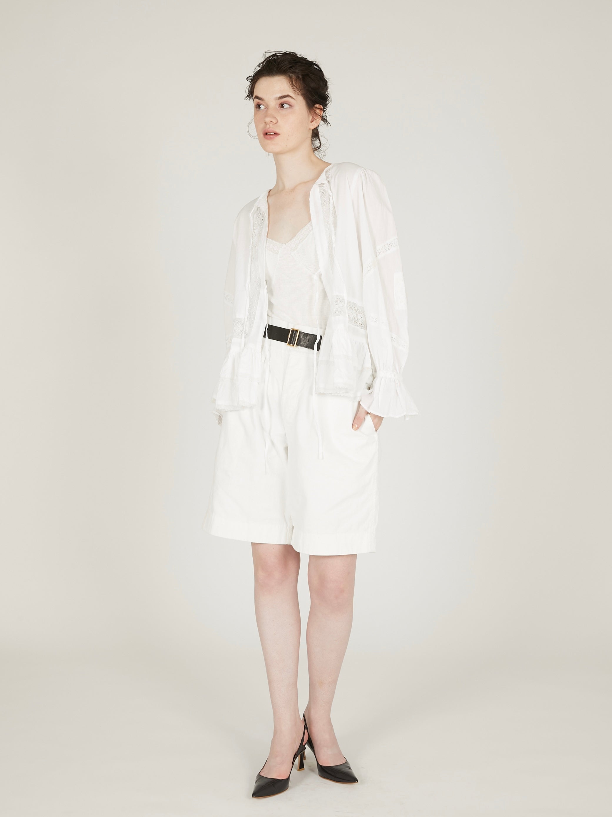 front tapestry 2way sheer bolero｜WHITE