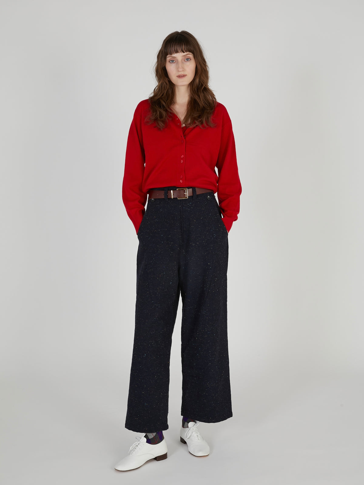 tweed stitch pants｜NAVY