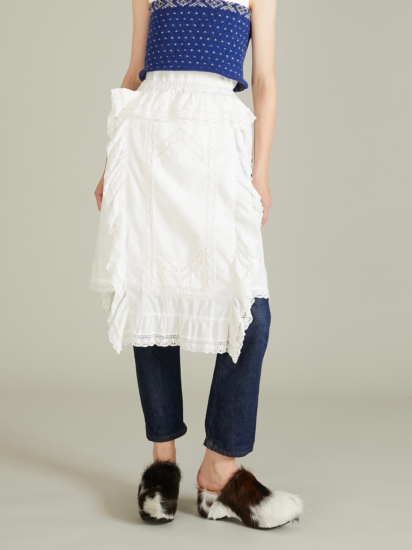 rebuild apron skirt｜WHITE