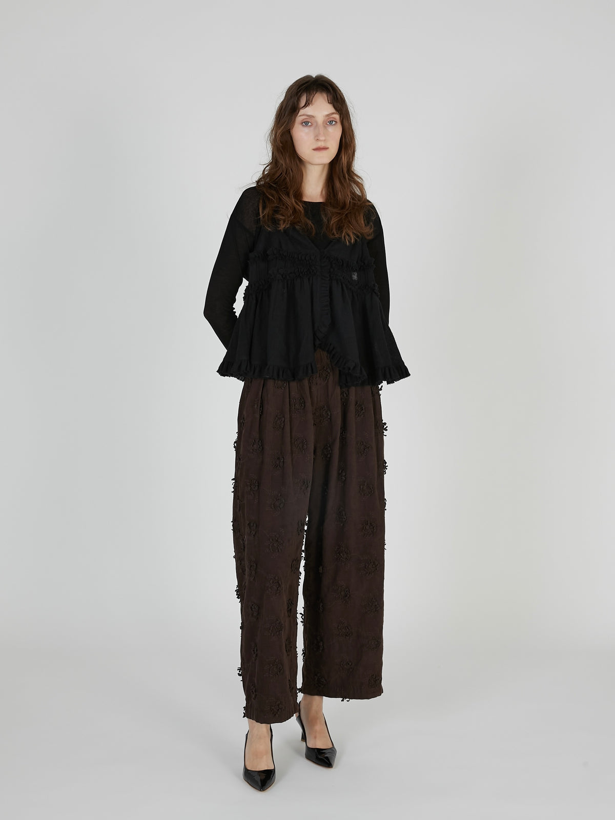 3D embroidery corduroy pants｜BROWN