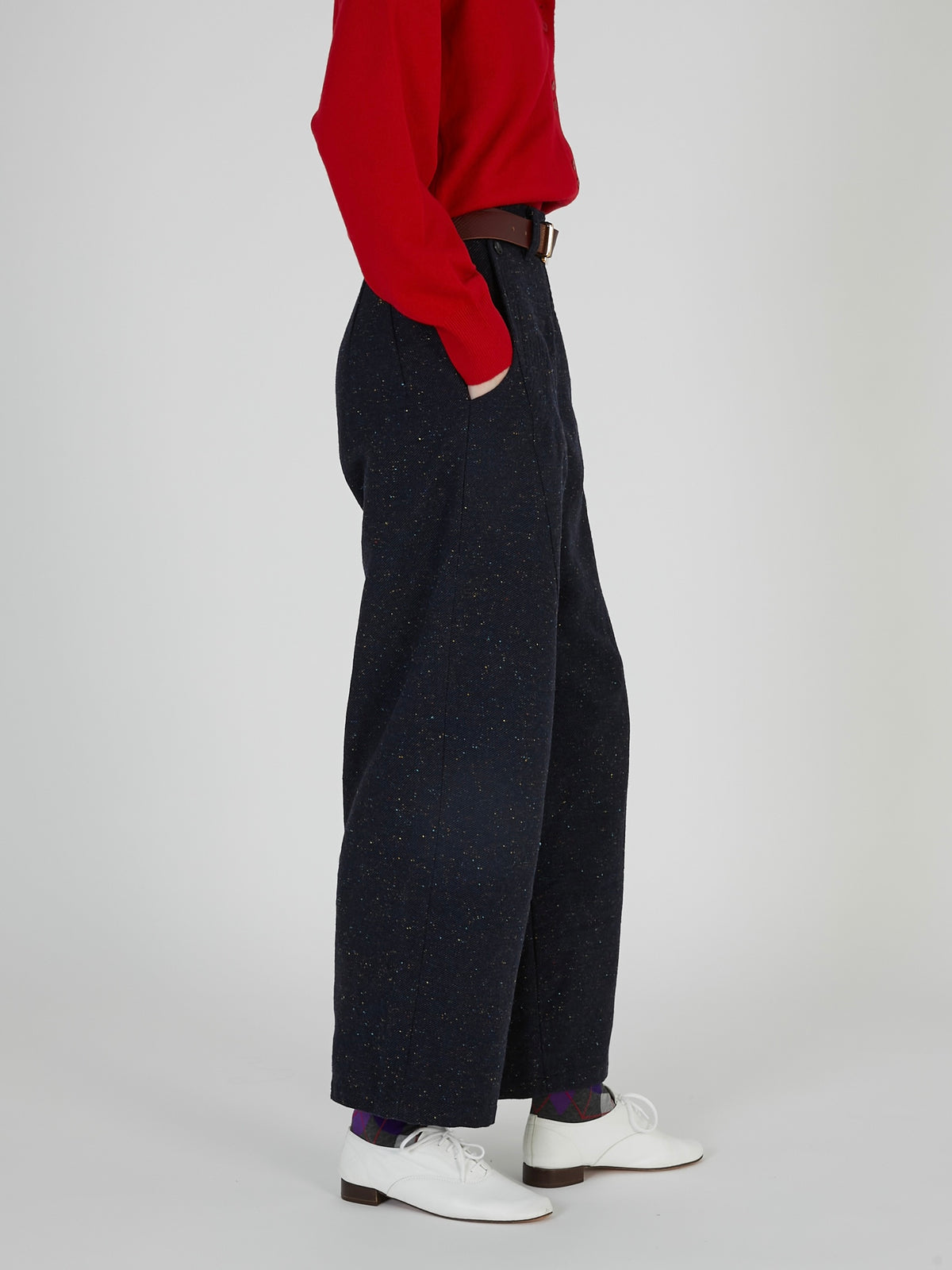 tweed stitch pants｜NAVY