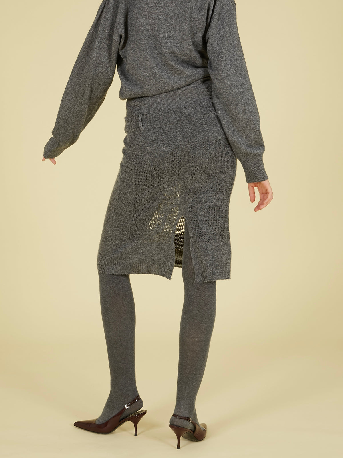 point tail 2way knit skirt｜GRAY