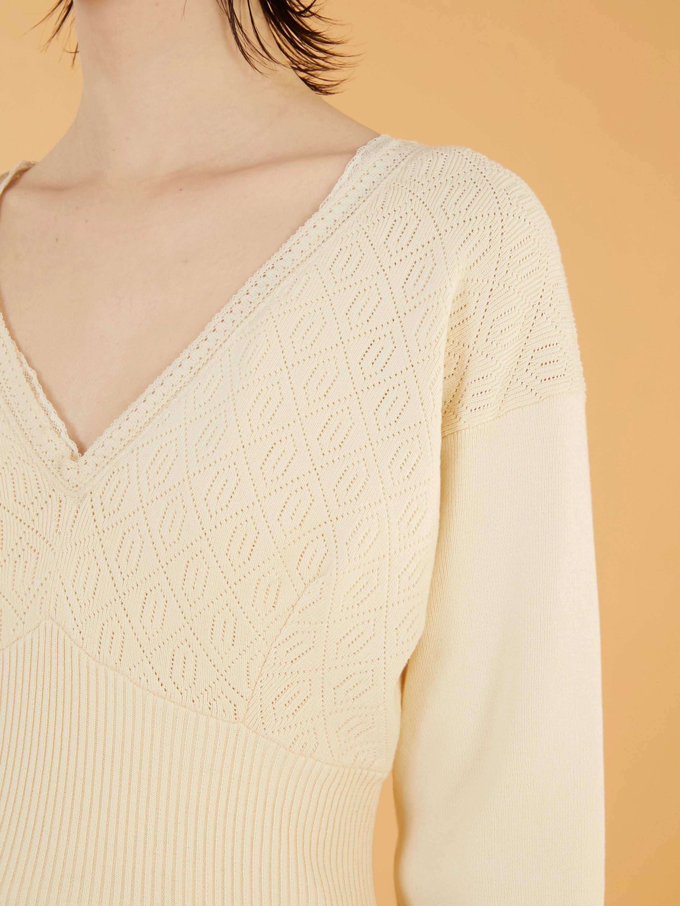 geometric jacquard knit｜IVORY