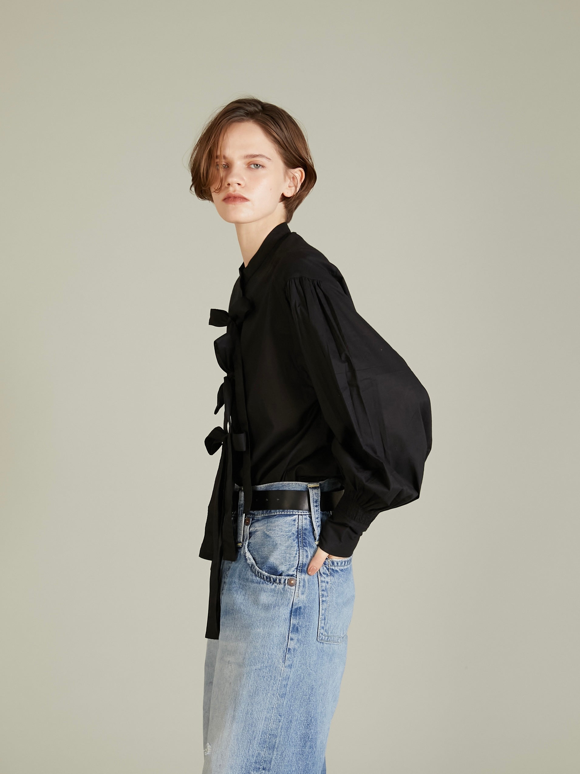 ribbon blouse｜BLACK