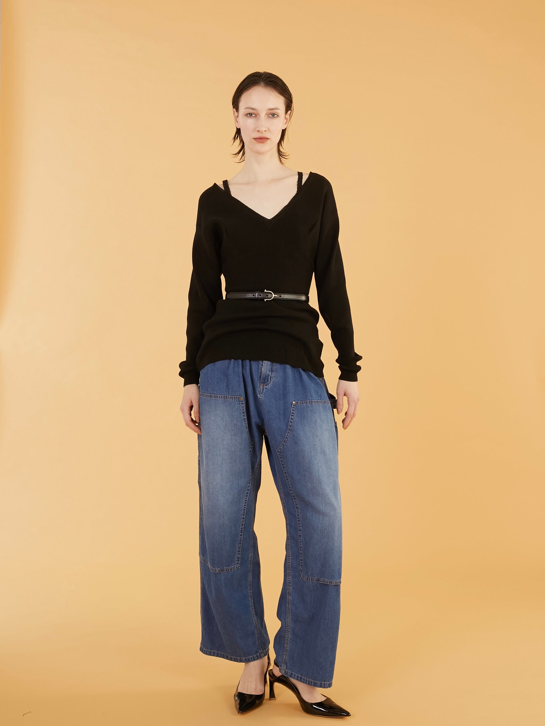 geometric jacquard knit｜BLACK