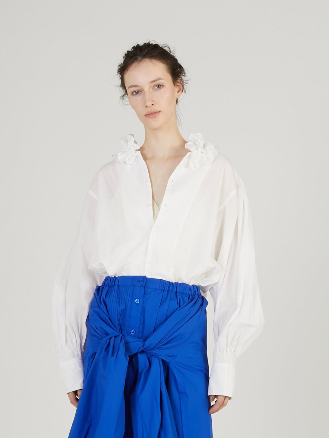 cotton frill collar shirts｜WHITE