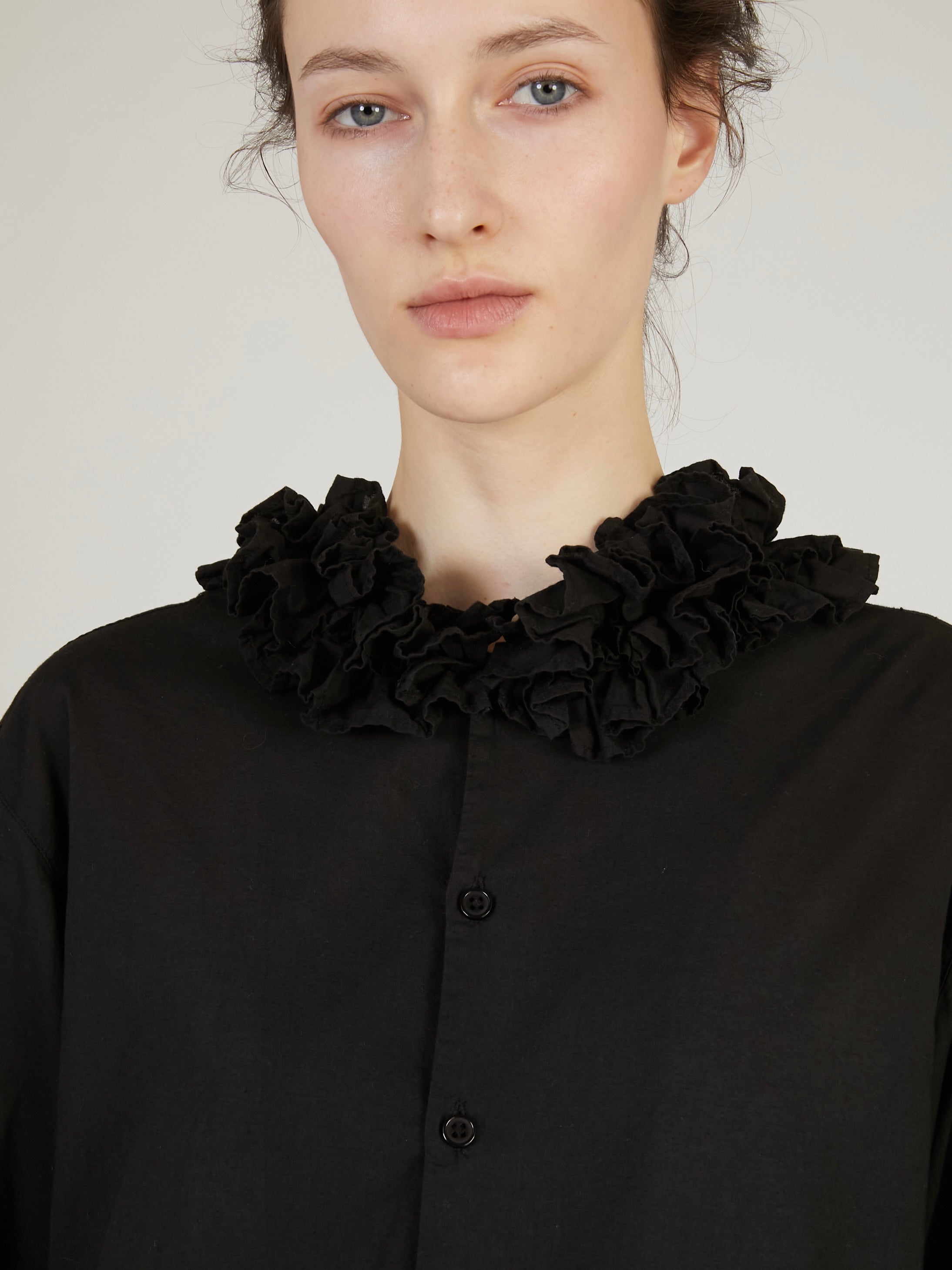 cotton frill coller shirts｜BLACK