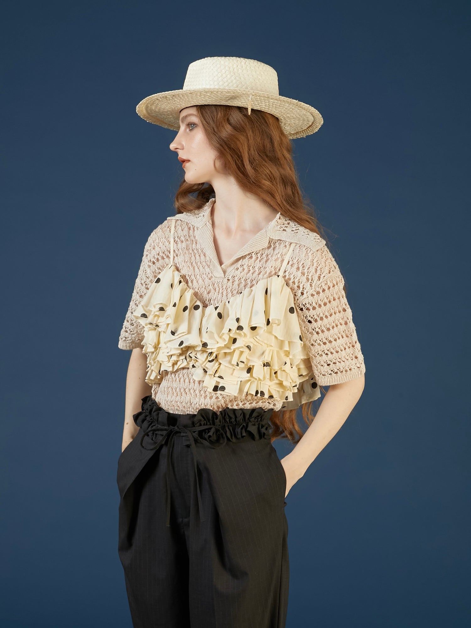 dot frill cami | IVORY