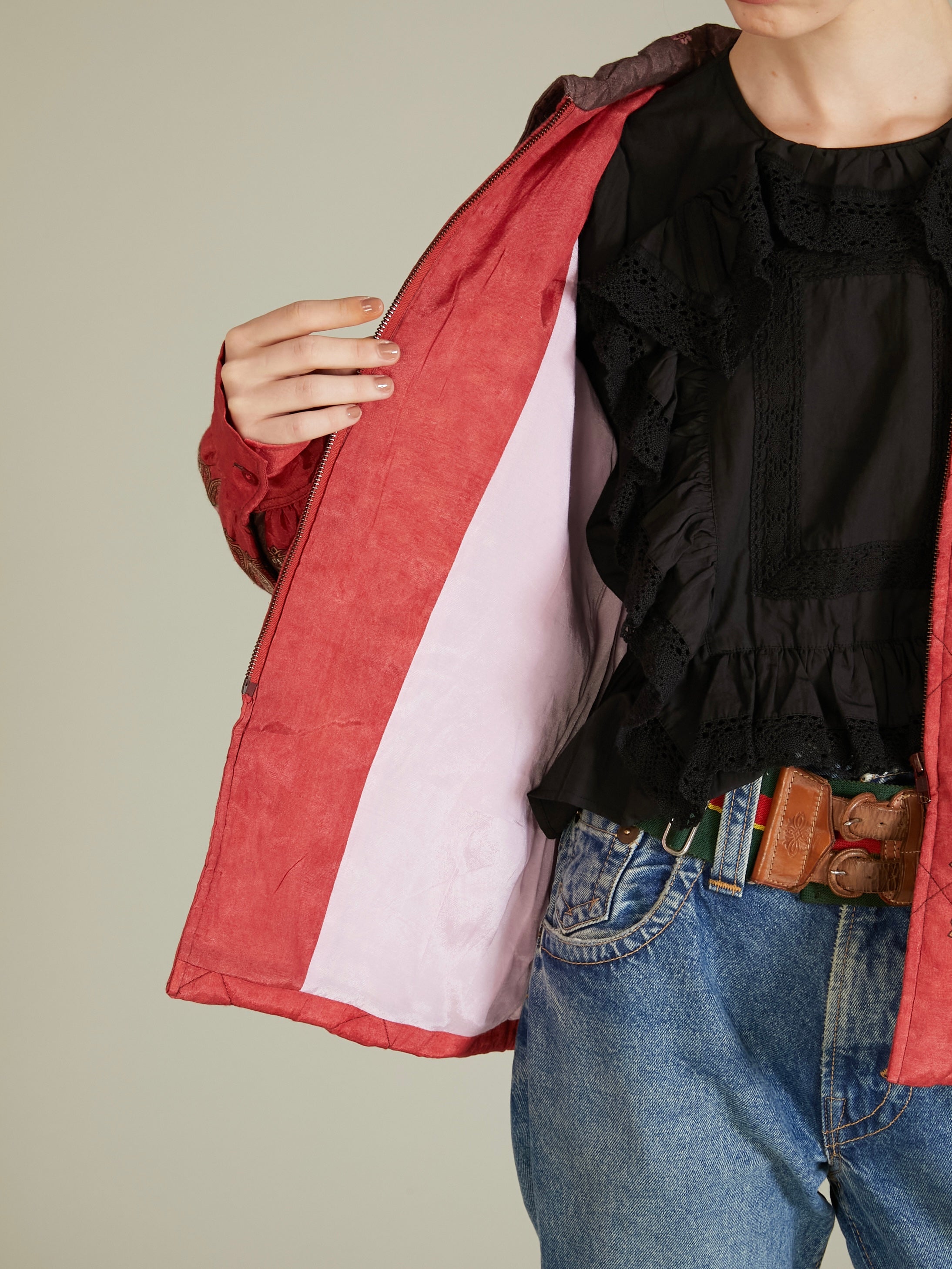 pattern quilt blouson｜RED