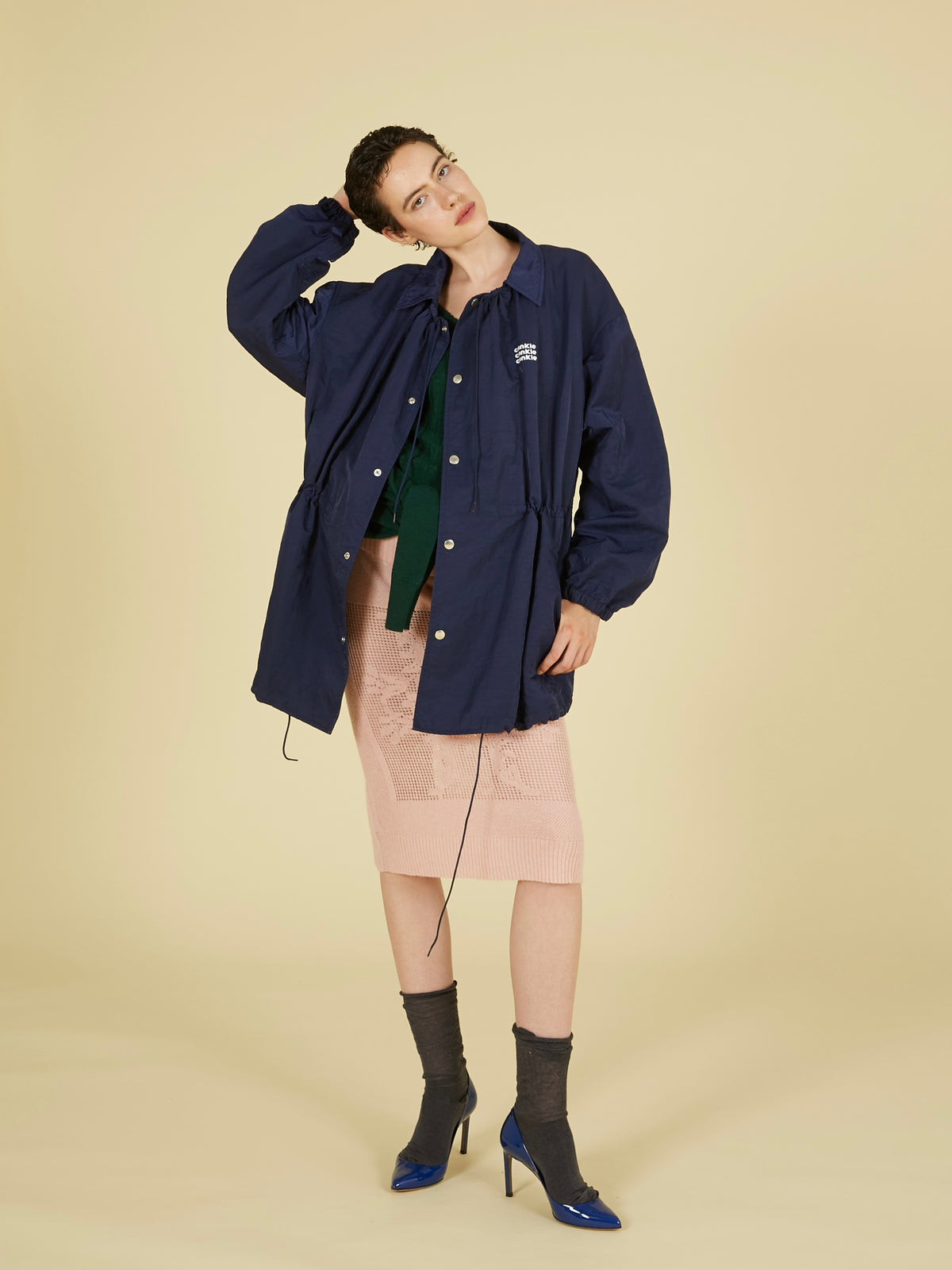 point tail 2way knit skirt｜PINK