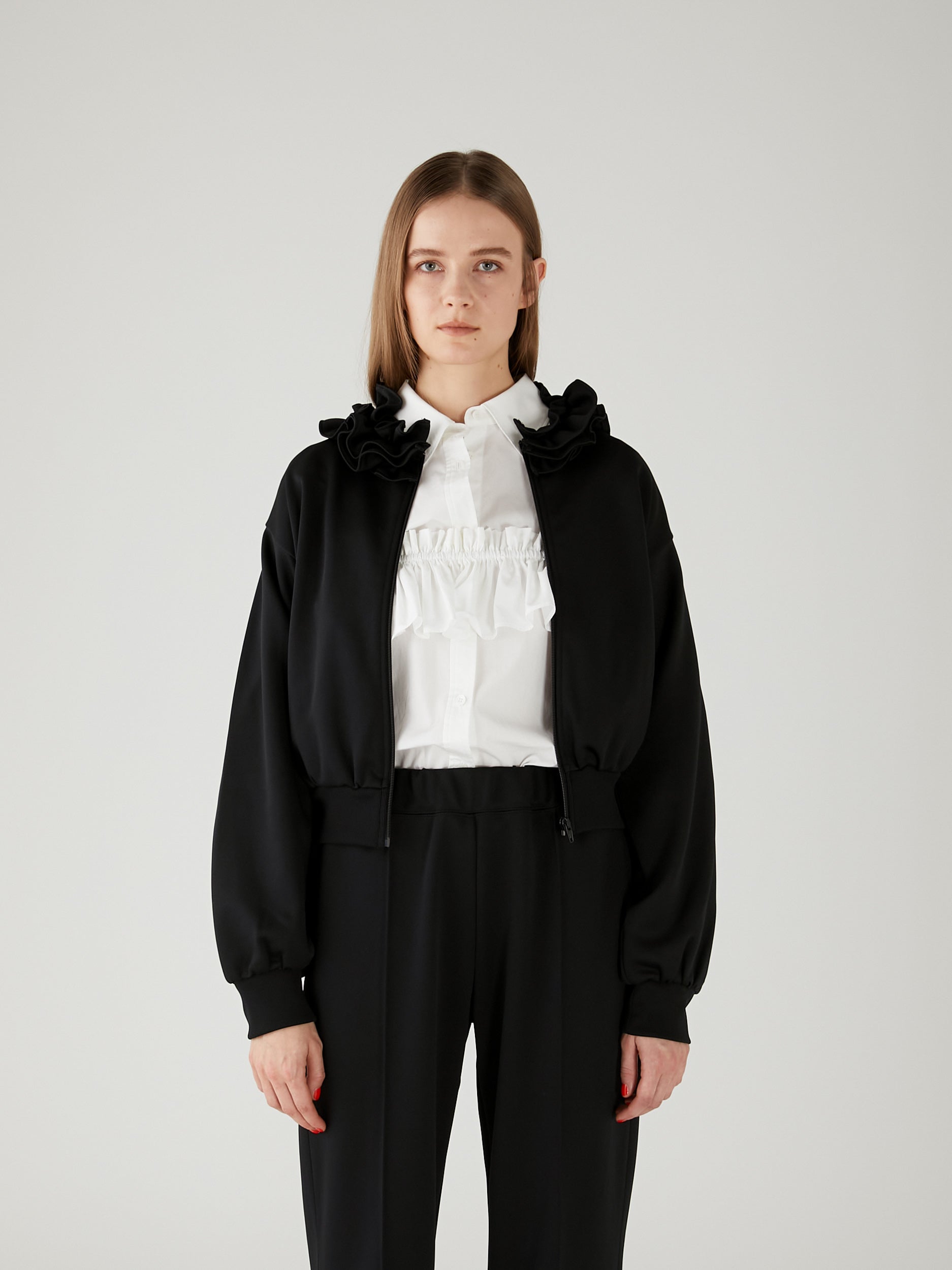 frill collar track jacket