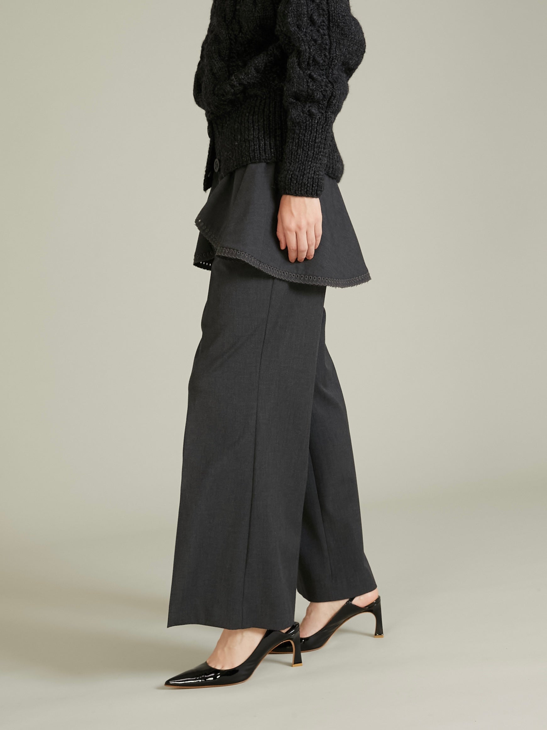 scallop cape set pants｜GRAY